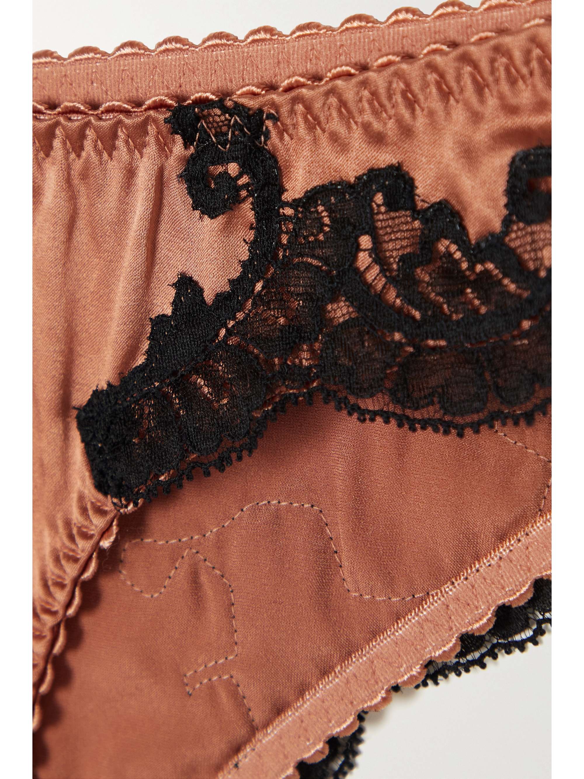 AGENT PROVOCATEUR Molly Leavers lace-trimmed stretch-silk satin briefs