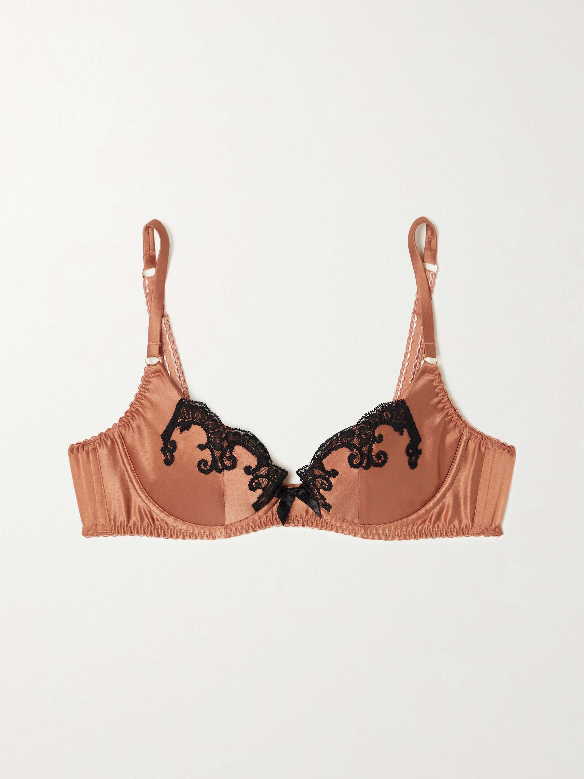 Molly Leavers lace-trimmed stretch-silk satin underwired bra | AGENT PROVOCATEUR | NET-A-PORTER