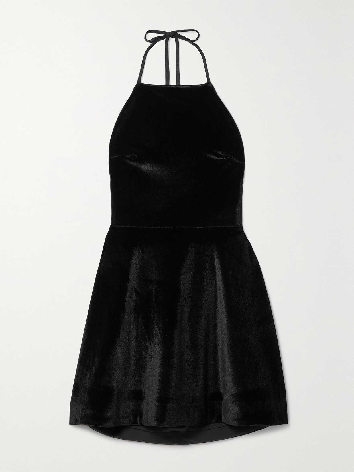 Hvn Reece Crystal-embellished Velvet Halterneck Mini Dress In Black