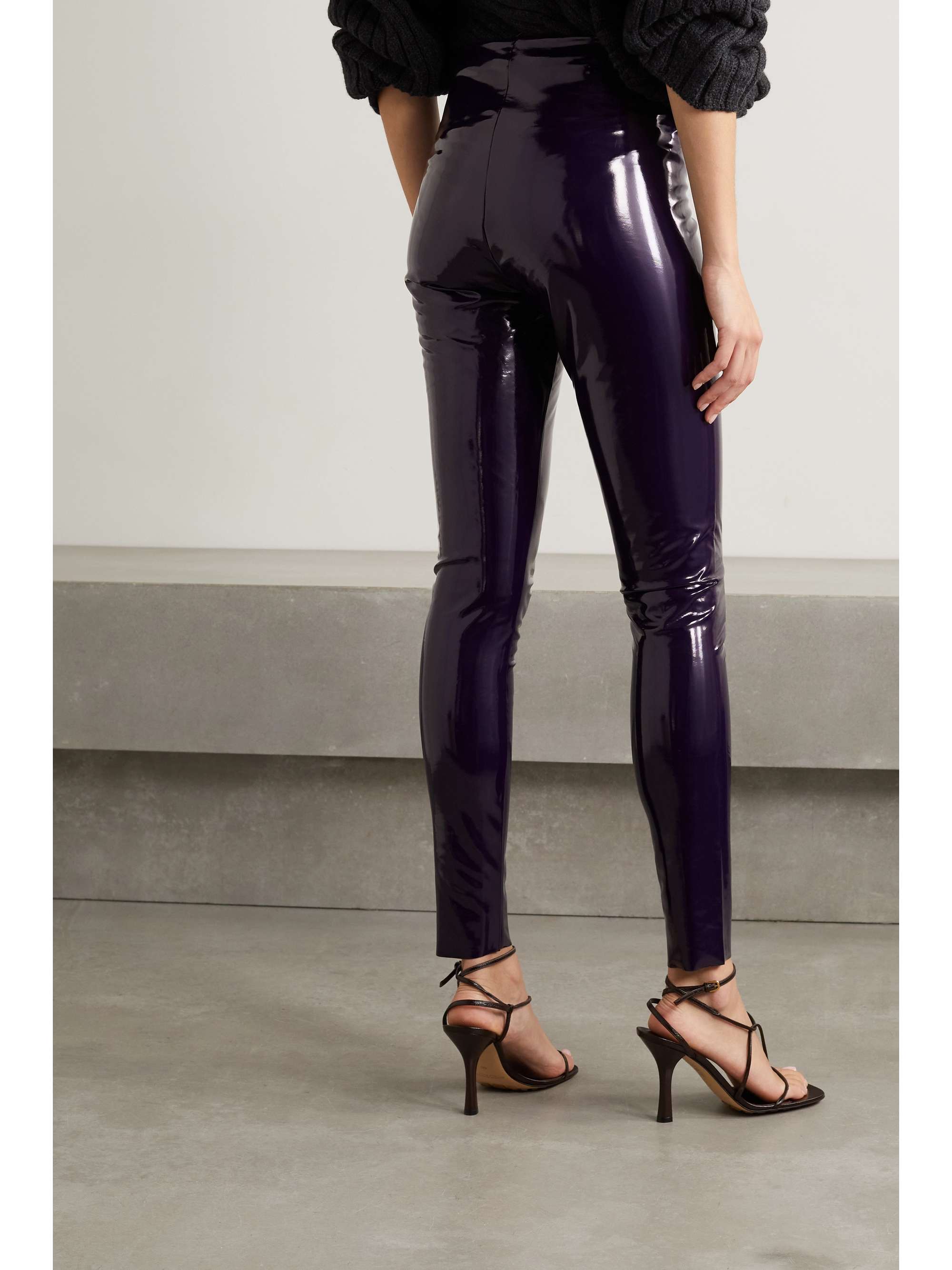 Purple Faux patent-leather leggings 