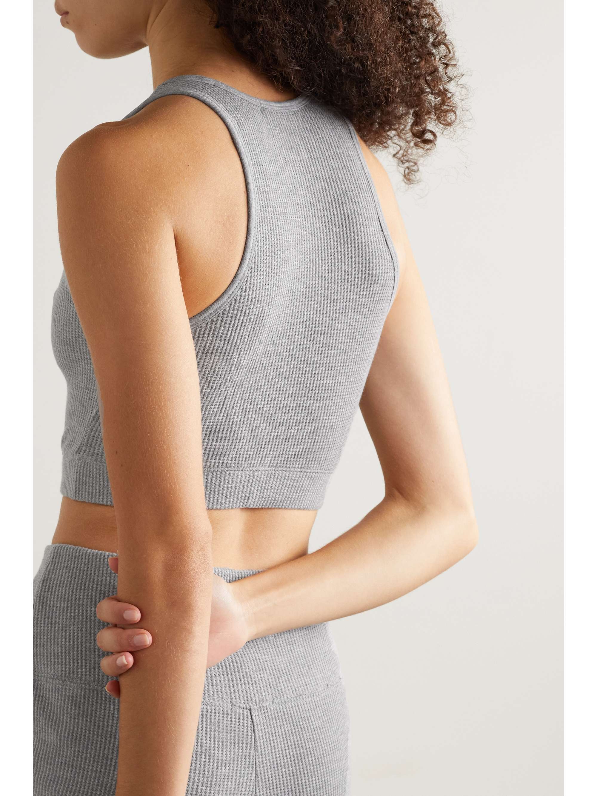 SKIN Luz cropped waffle-knit top