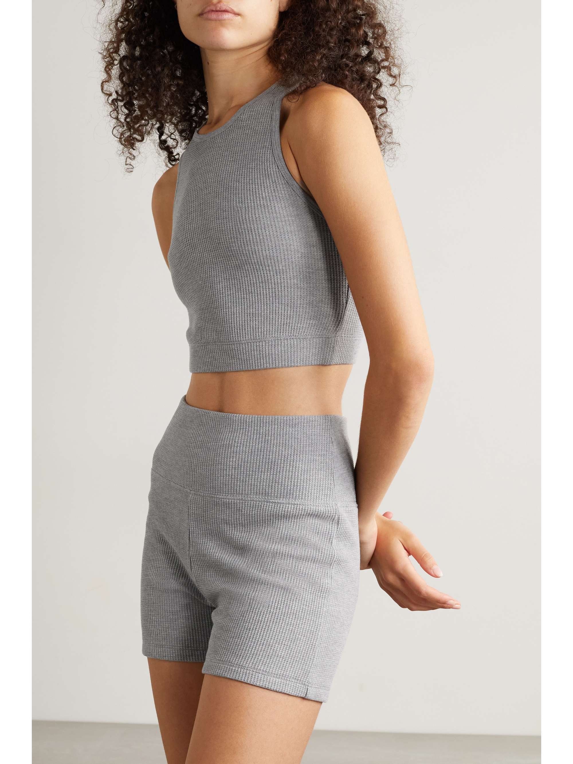 SKIN Luz cropped waffle-knit top