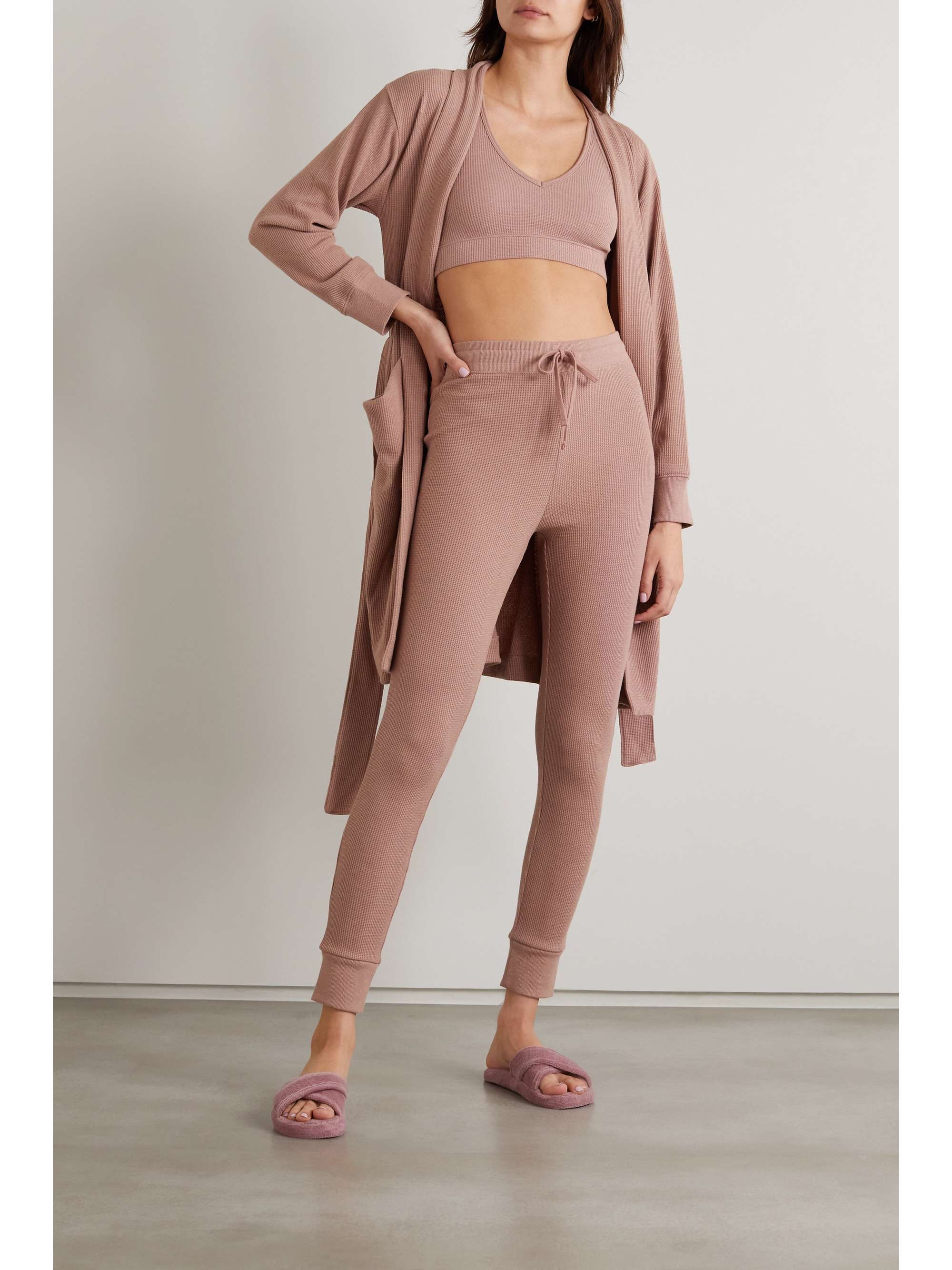 SKIN Leona waffle-knit track pants