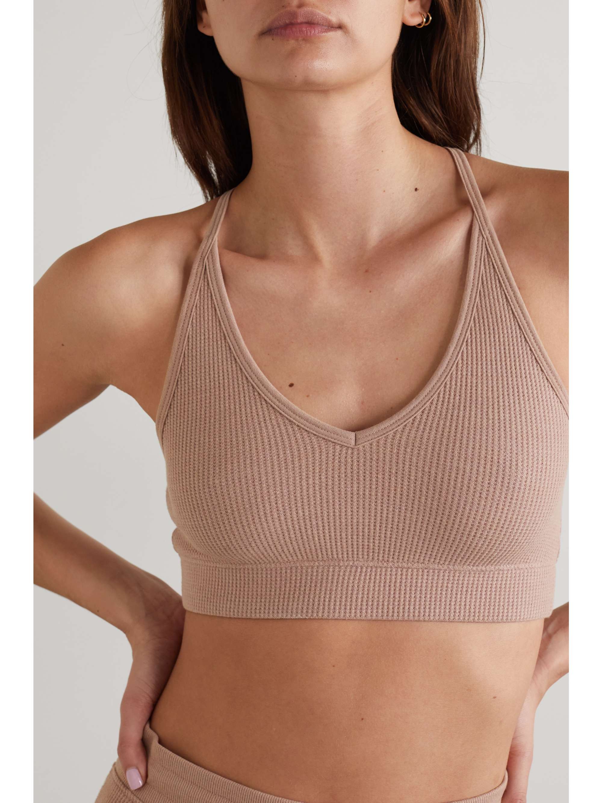 SKIN Lauryn waffle-knit bralette