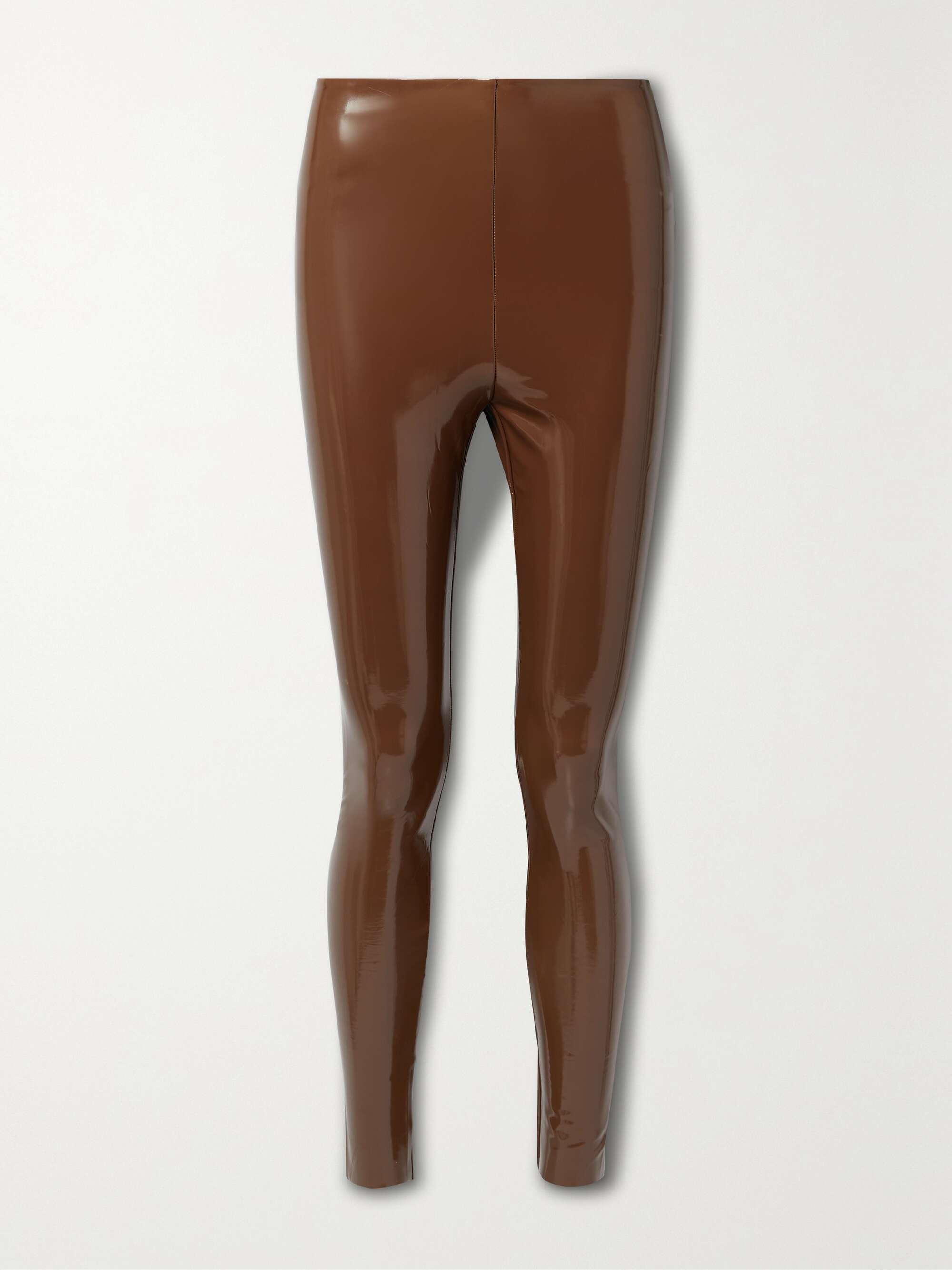 Stretch faux patent-leather leggings