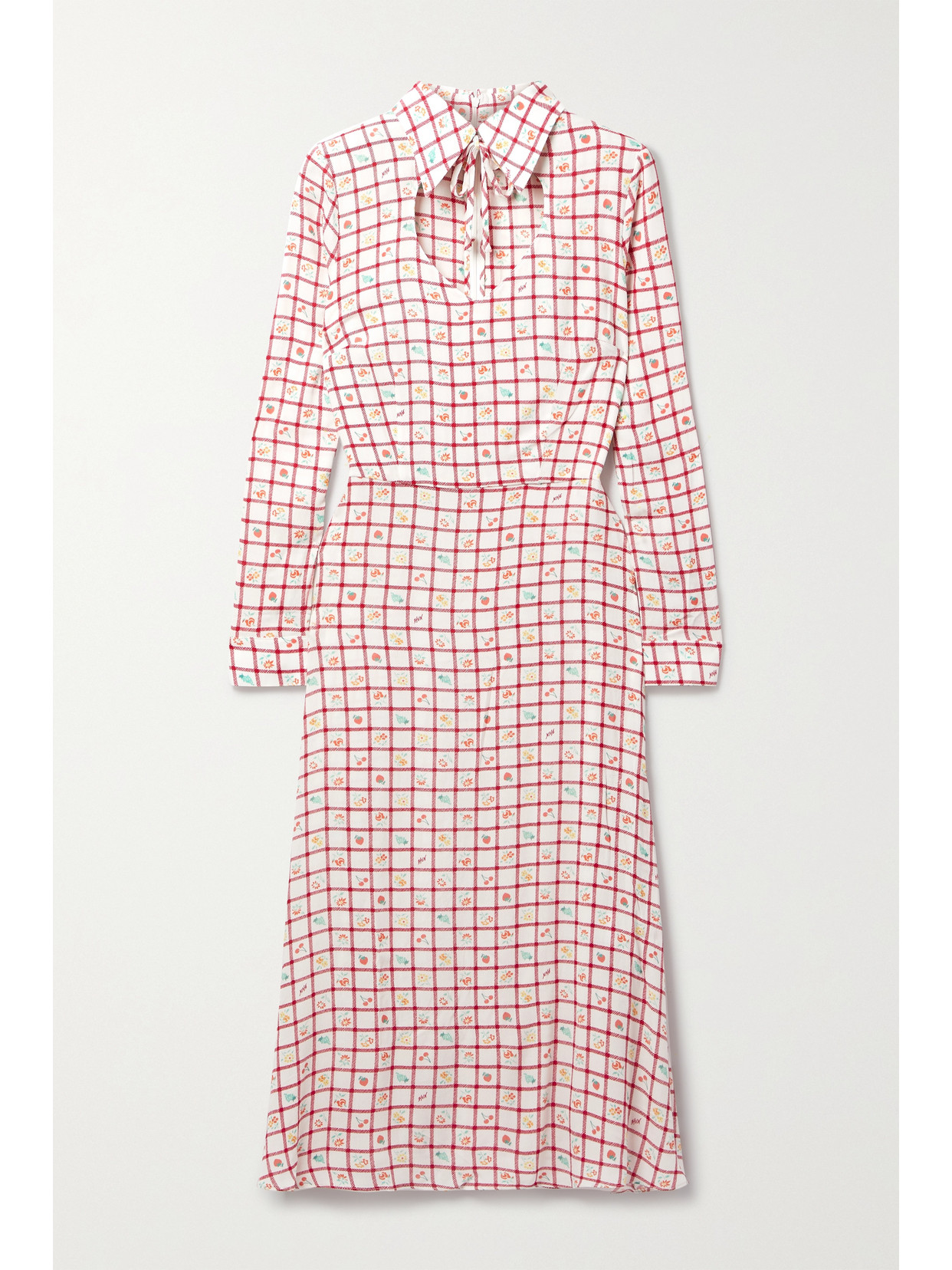 HVN Erica Cutout Printed Crepe Midi Dress - Red