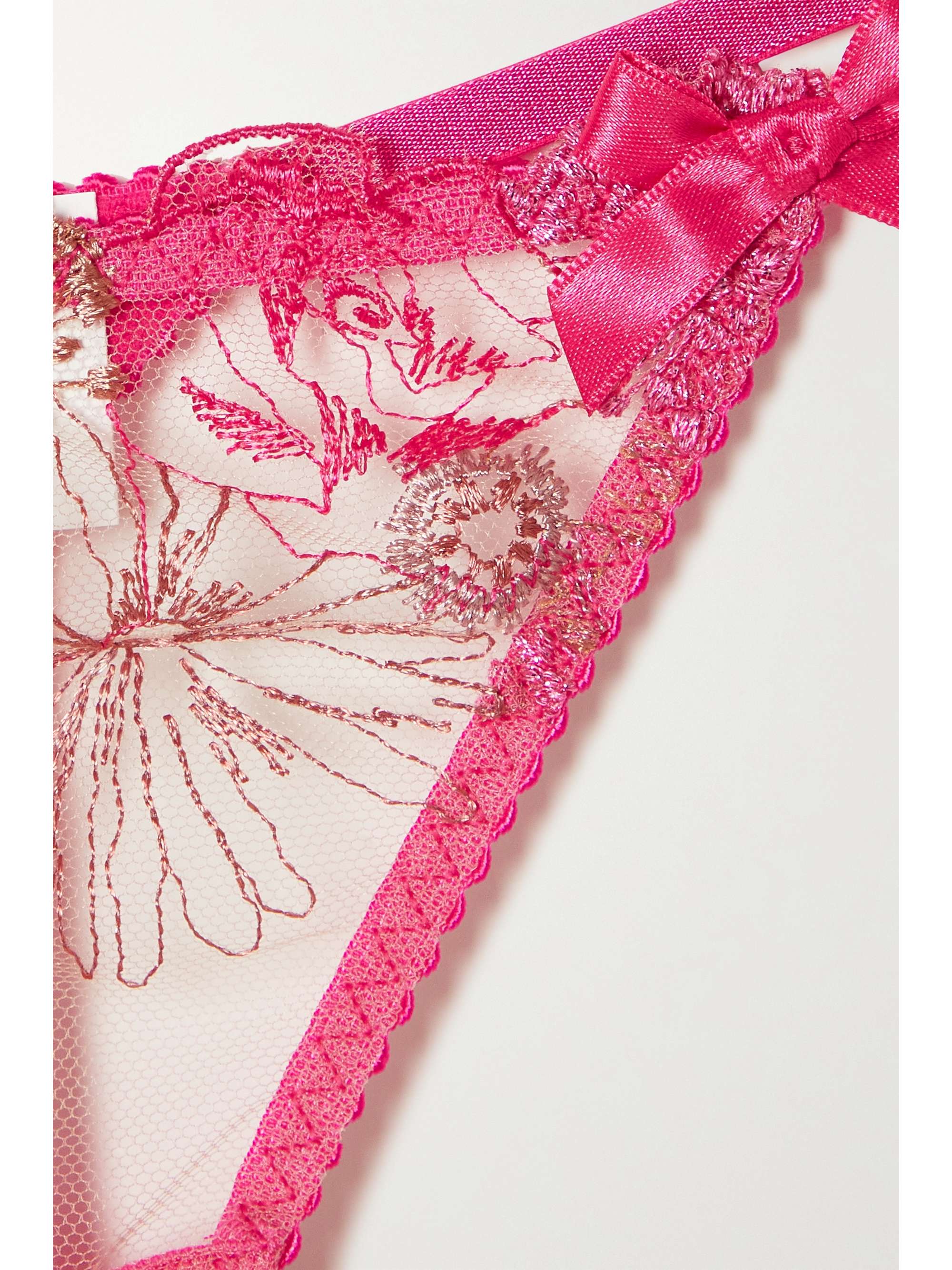 AGENT PROVOCATEUR Zuri metallic embroidered tulle suspender belt