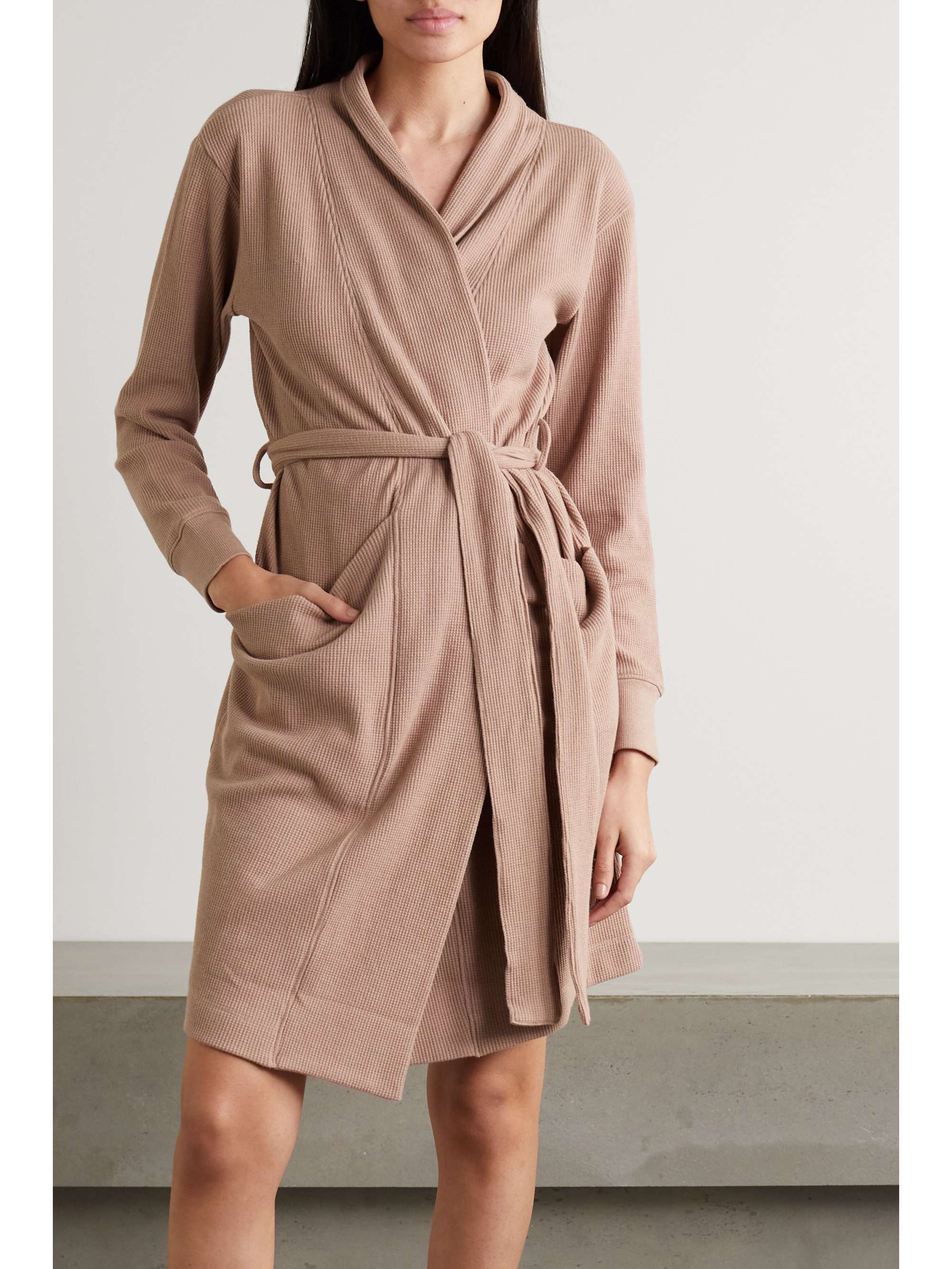 SKIN Lina waffleknit robe NETAPORTER