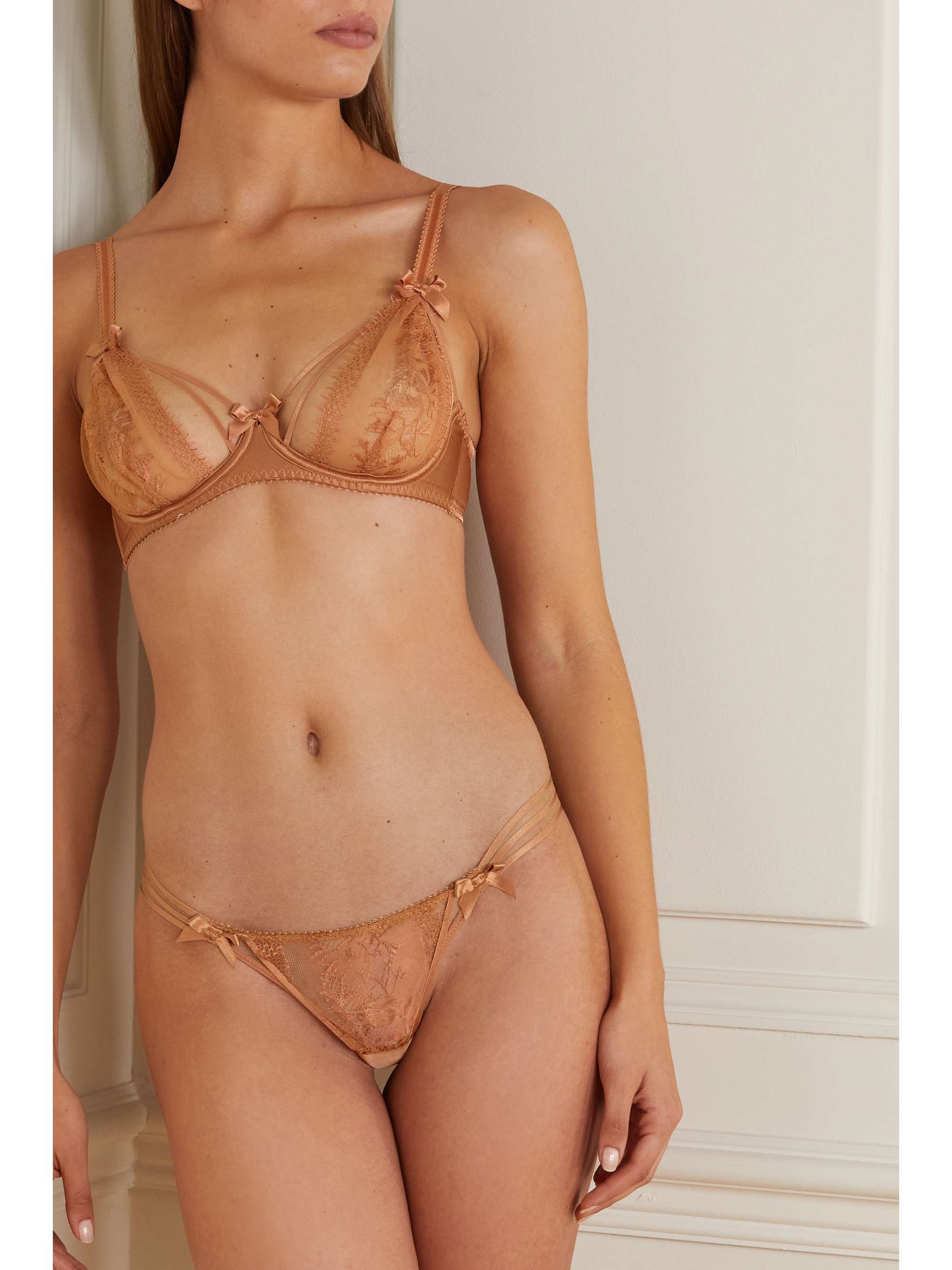 AGENT PROVOCATEUR Tanya cutout Leavers lace and stretch-silk satin underwired bra