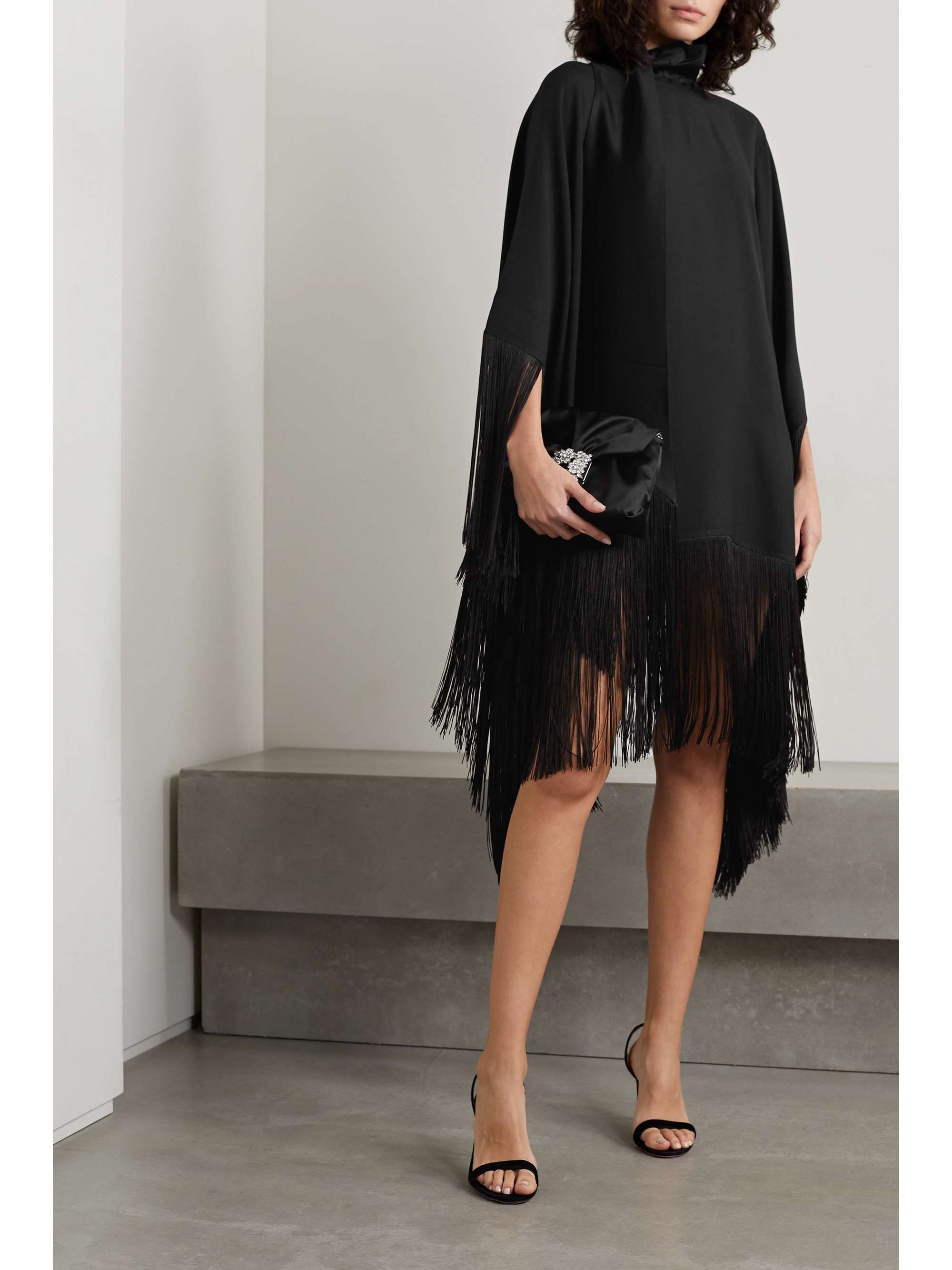 TALLER MARMO + NET SUSTAIN Mrs. Ross fringed crepe midi dress