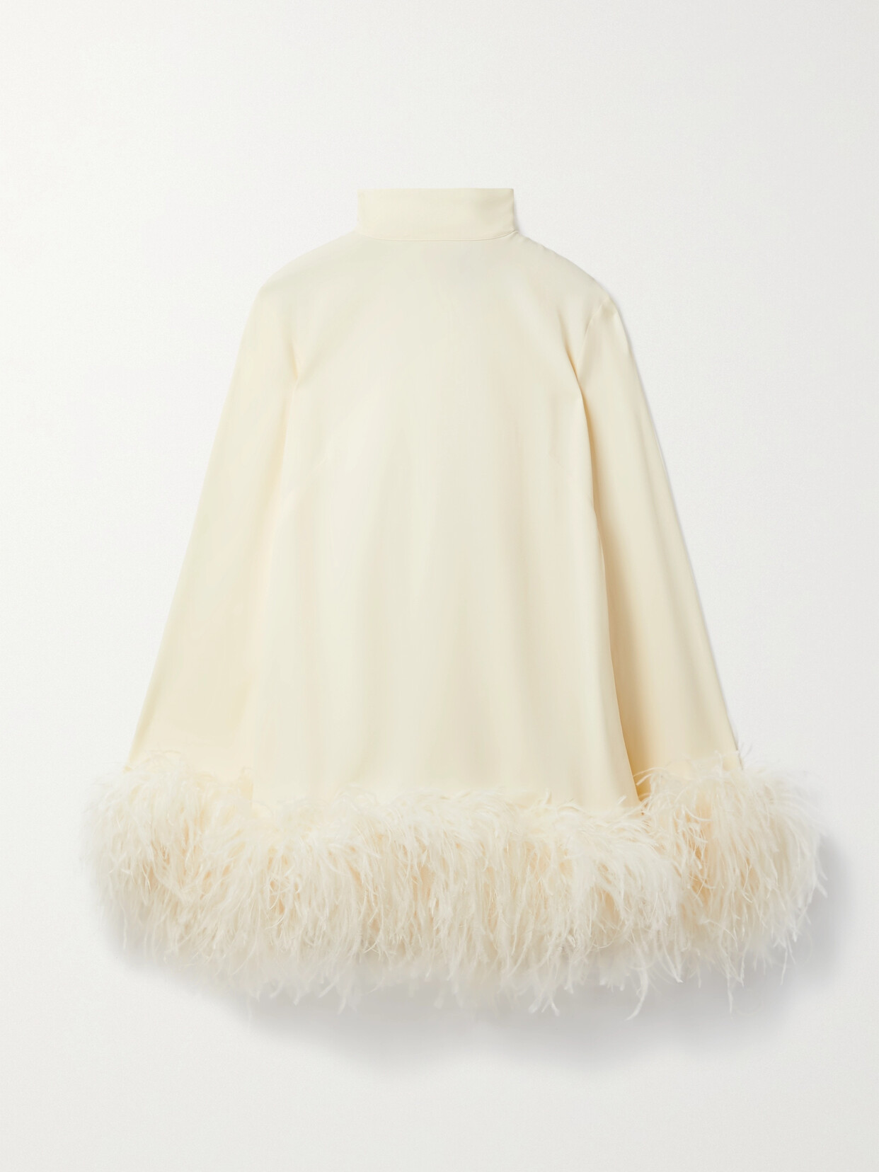 Taller Marmo Gina Feather-trimmed Crepe Mini Dress In Ivory