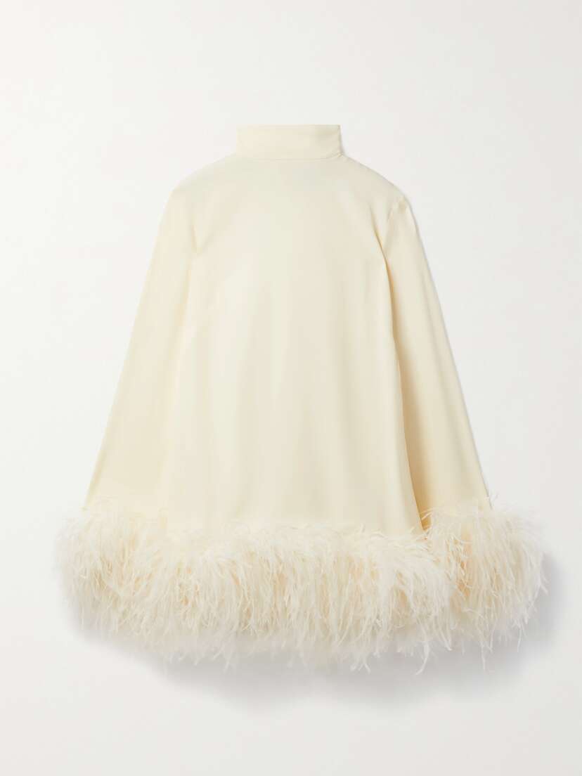 Taller Marmo + Net Sustain Gina Feather-trimmed Crepe Mini Dress