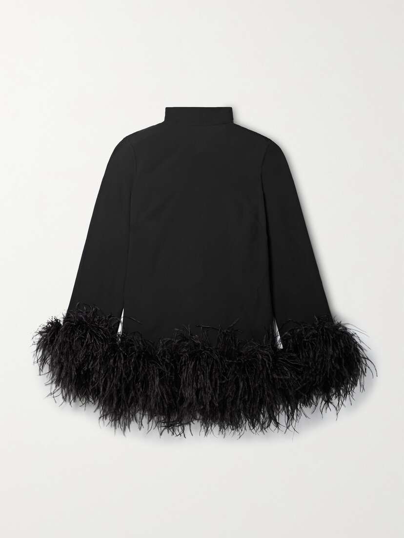 Taller Marmo + Net Sustain Gina Feather-trimmed Crepe Mini Dress