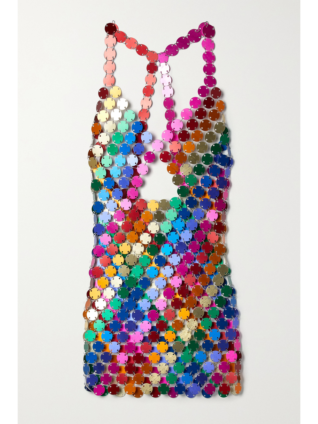 Fannie Schiavoni Rainbow Open-back Chainmail Mini Dress In Pink
