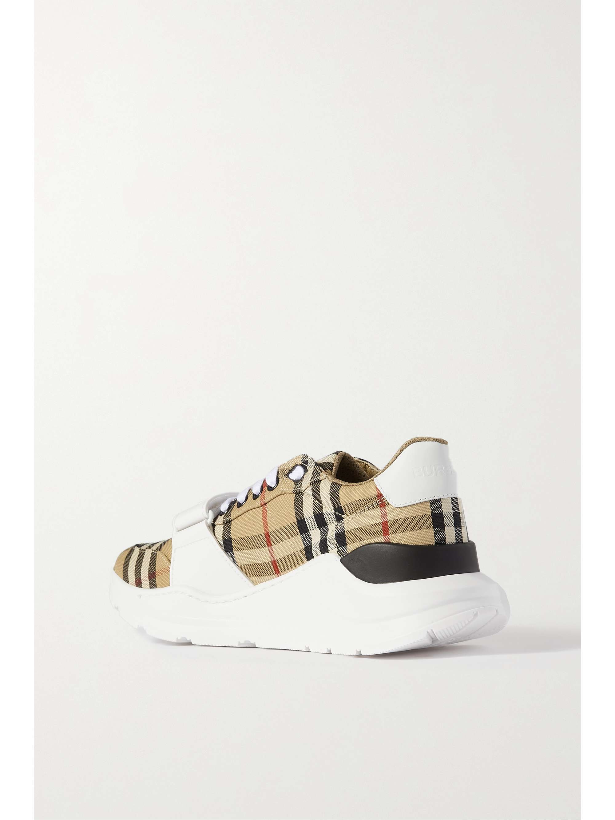 BURBERRY Leather-trimmed checked canvas sneakers