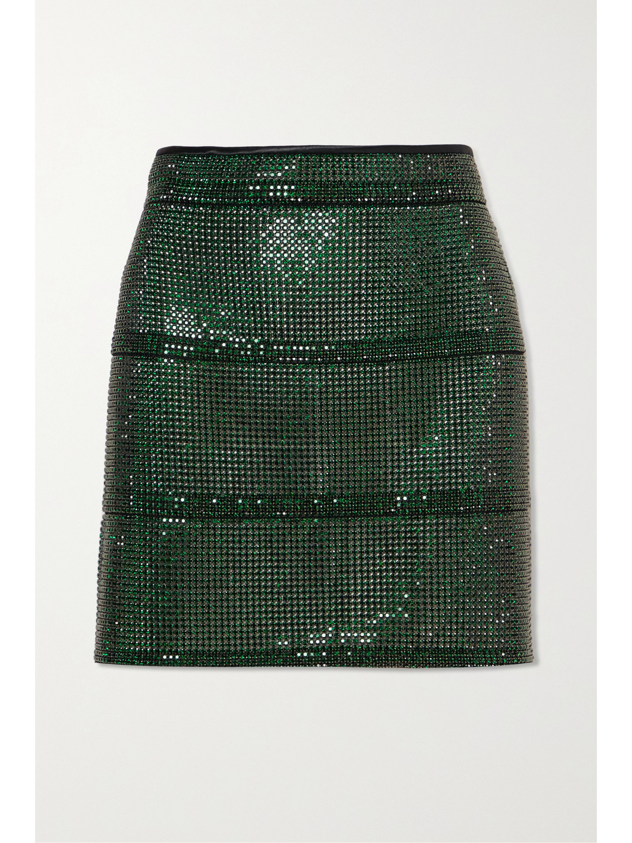 Fannie Schiavoni Rosa Crystal-embellished Satin Mini Skirt In Green