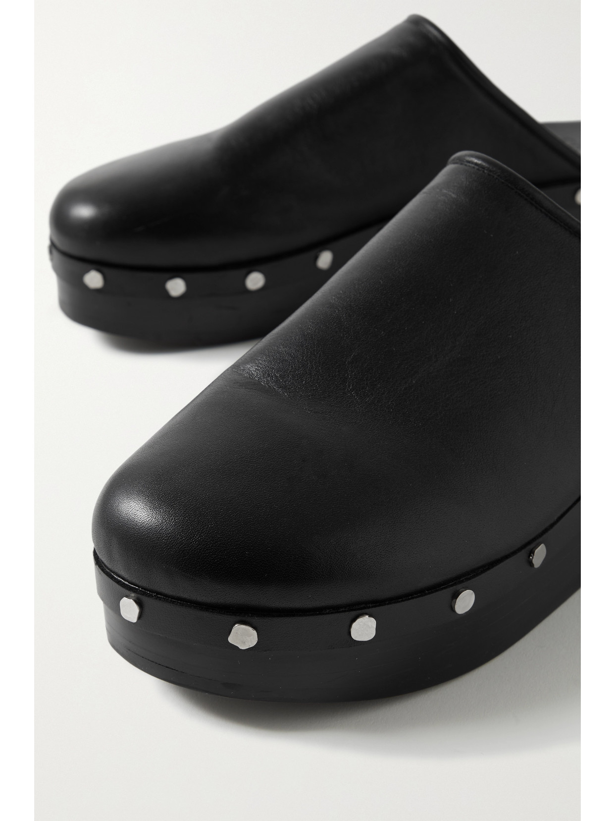 Studded Platform Leather Clogs