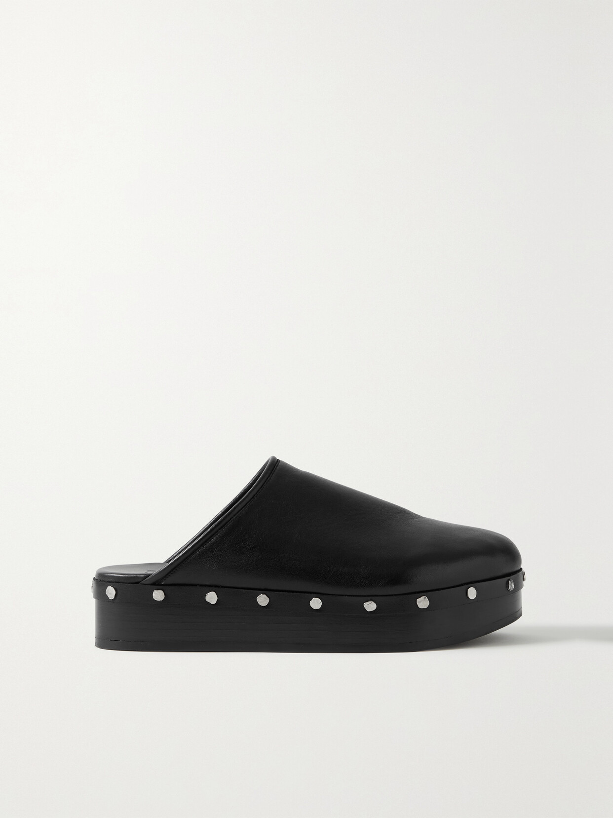 Studded Platform Leather Clogs