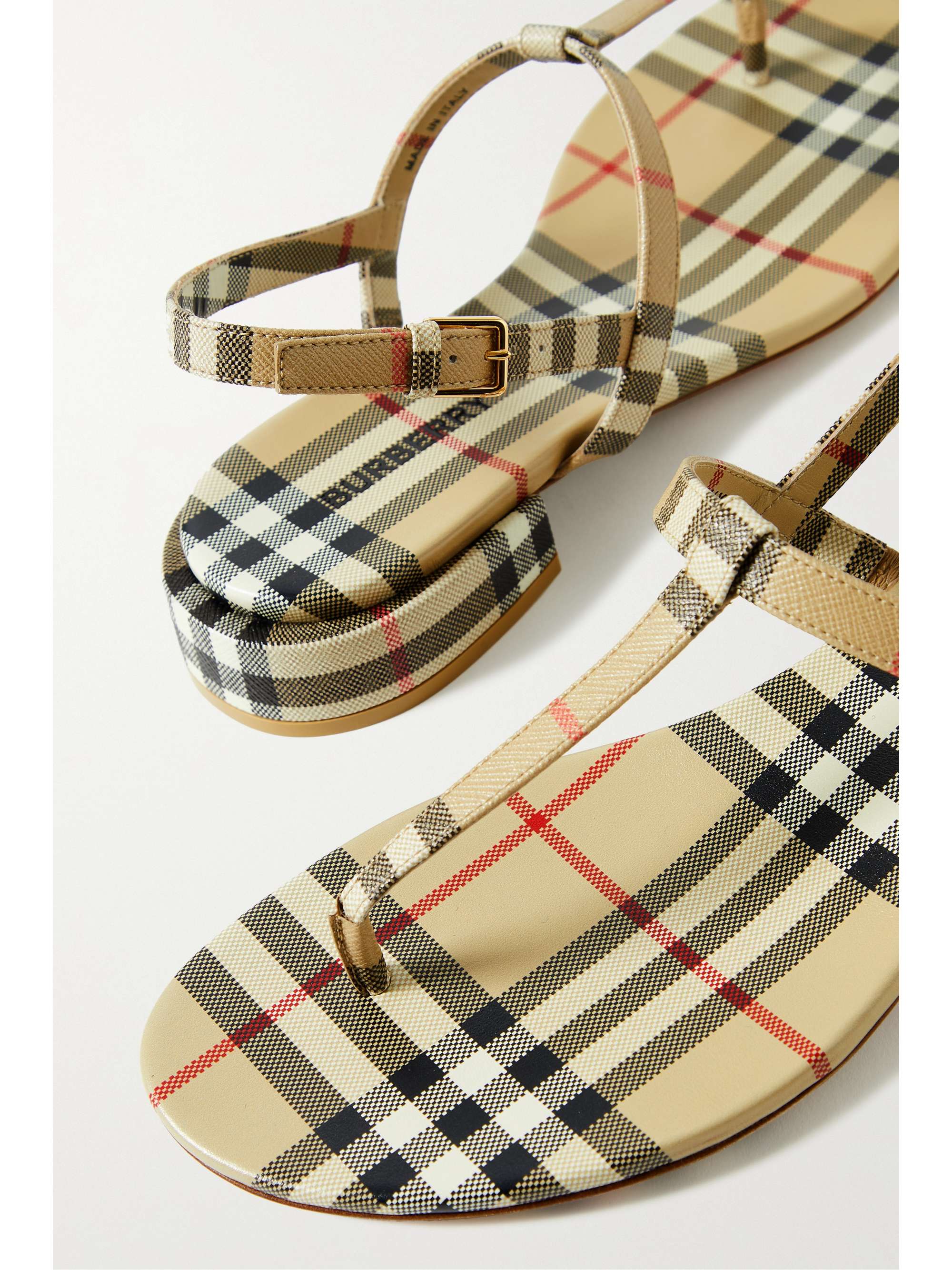 BURBERRY Checked leather slingback sandals