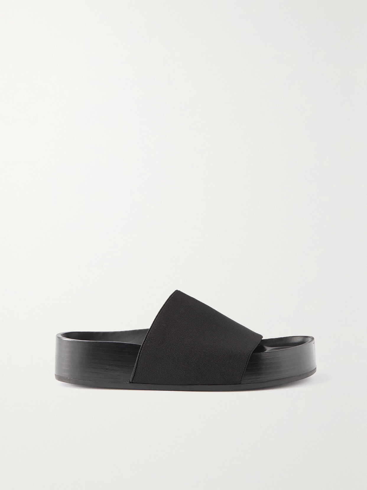 Co Leather And Stretch-knit Slides