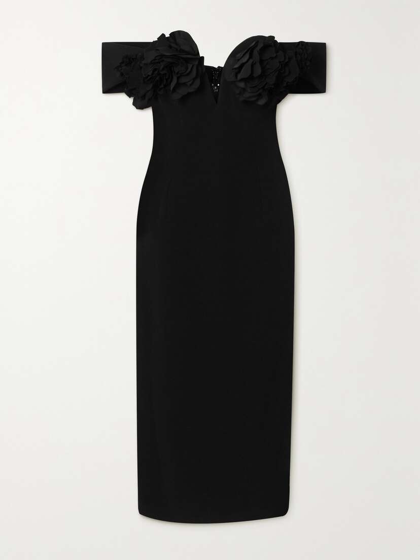 Oscar de la Renta Off-the-shoulder Taffeta-trimmed Cady Midi Dress