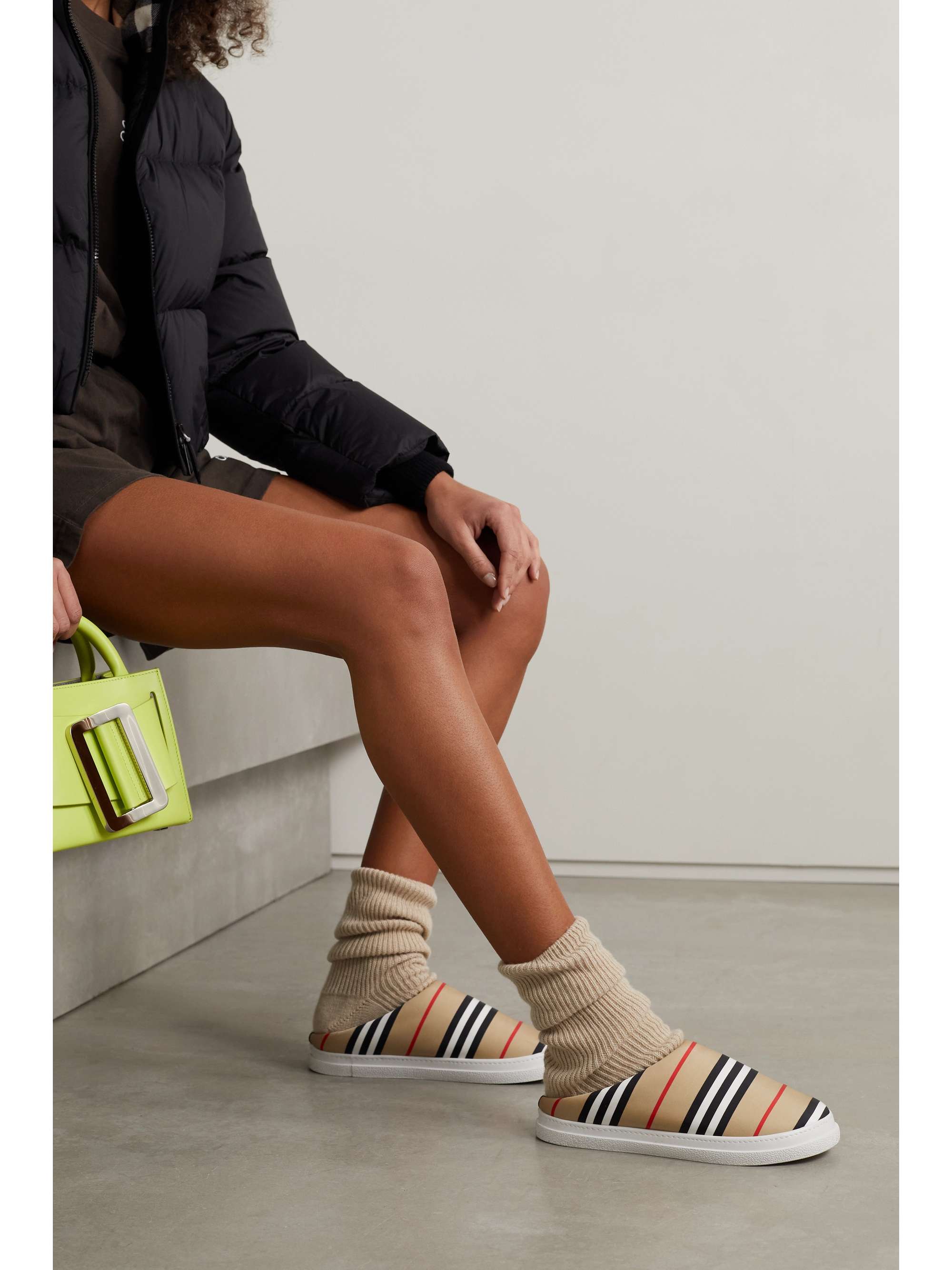 BURBERRY Homie striped shell slip-on sneakers
