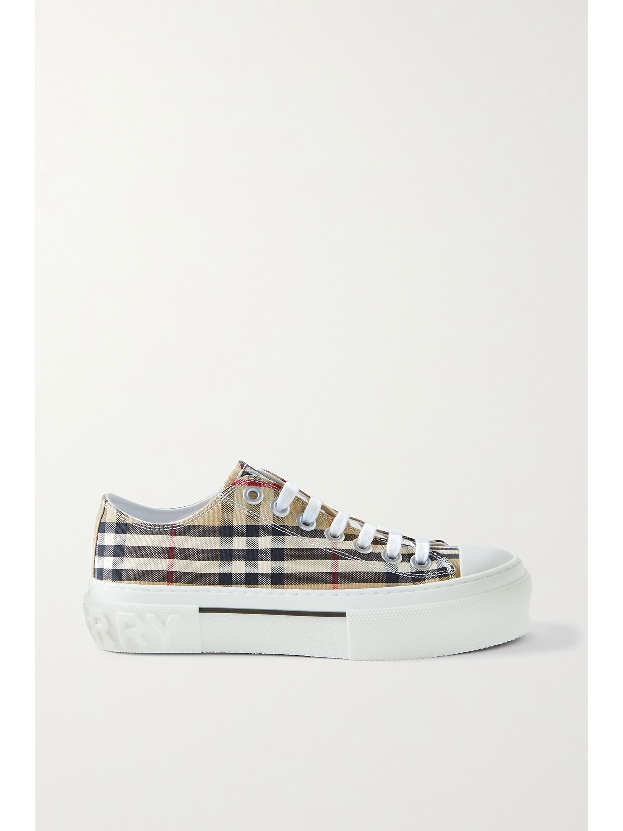 checked canvas sneakers