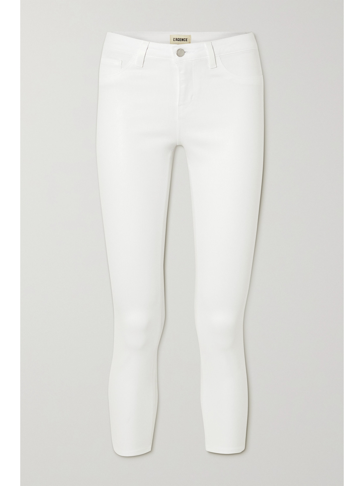 L Agence L'agence Margot High Rise Skinny Jeans In Dark Mocha Coated In Blanc Coated