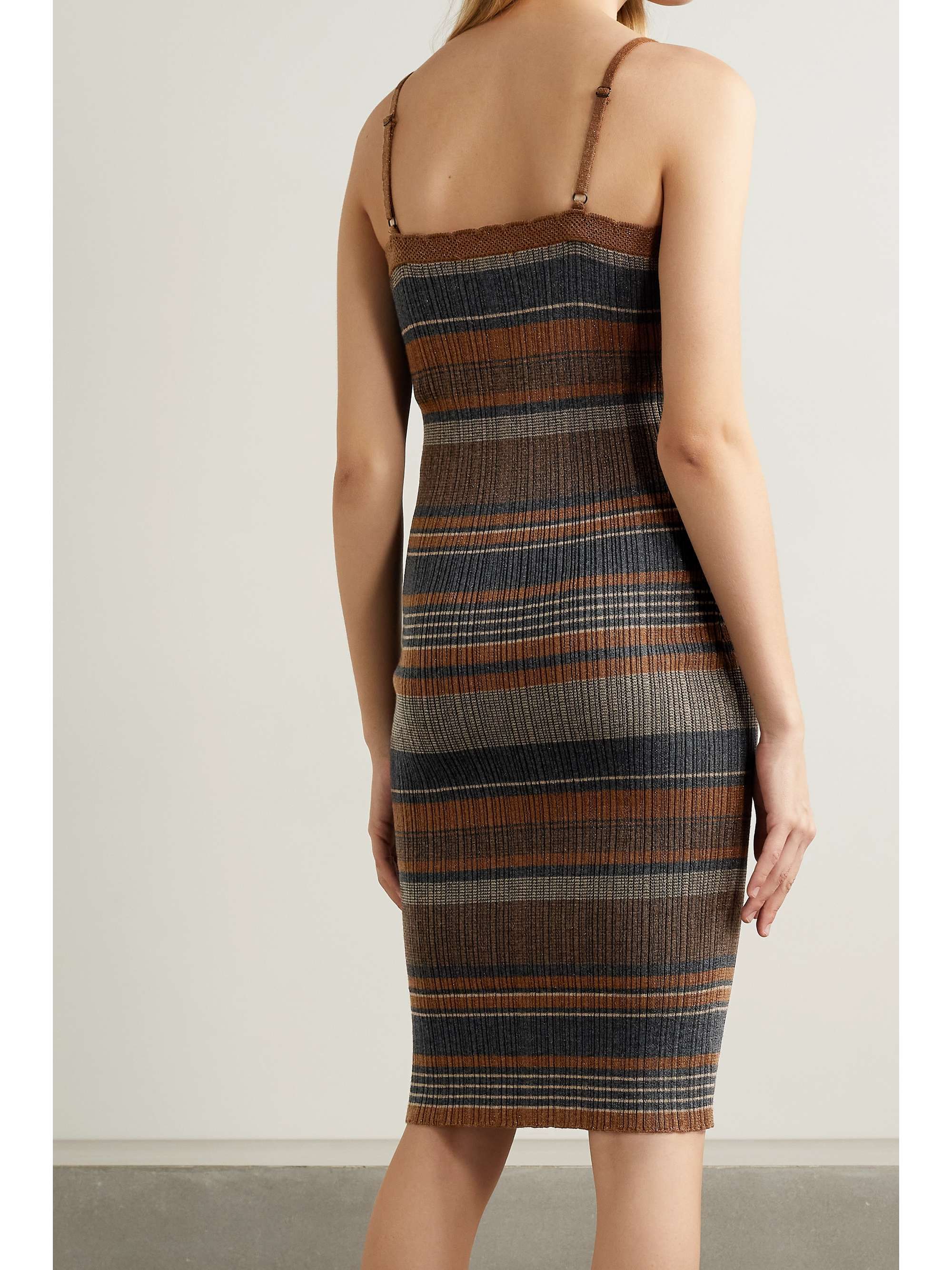 L'AGENCE Sandi striped ribbed Lurex dress