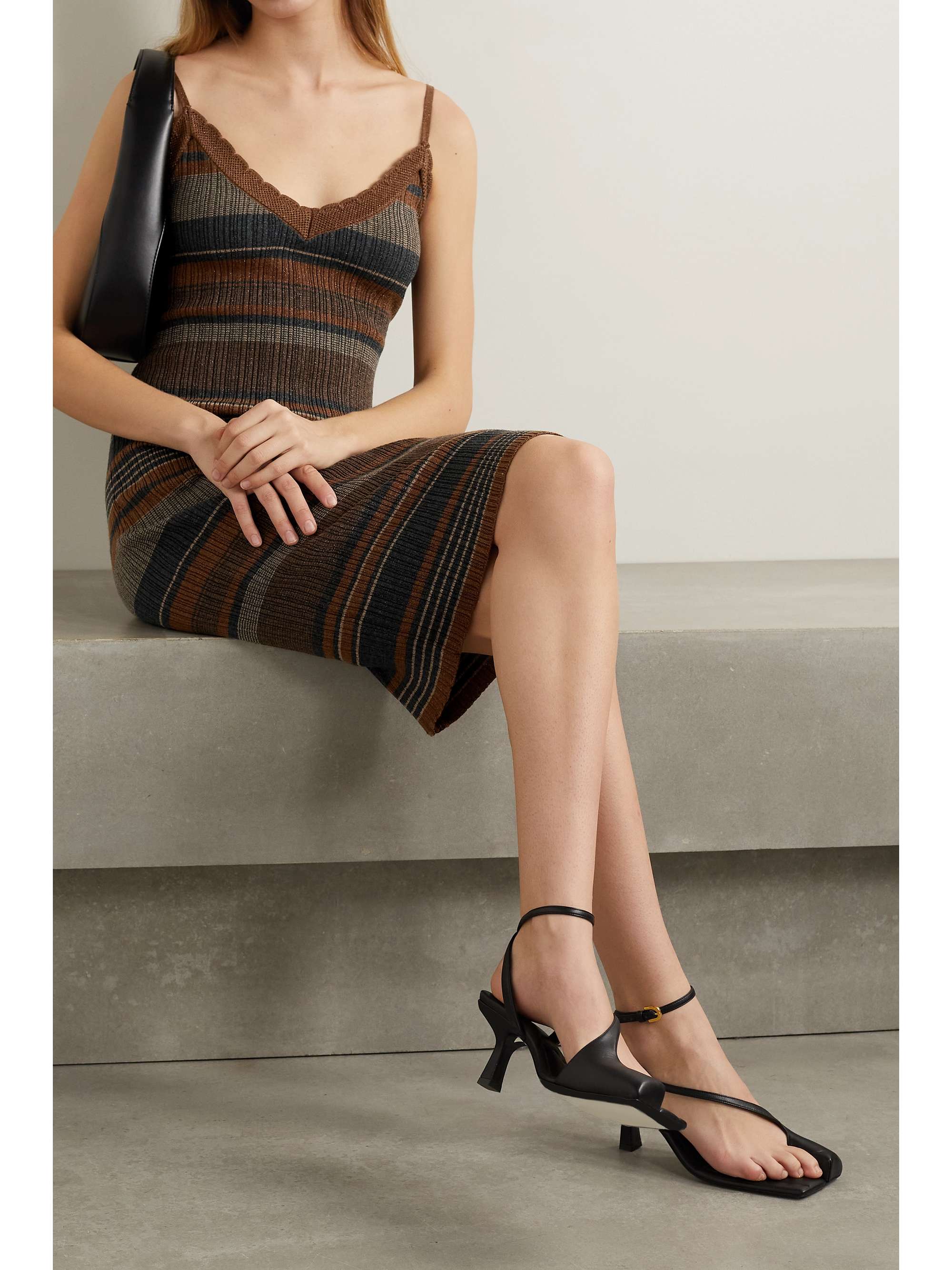 L'AGENCE Sandi striped ribbed Lurex dress