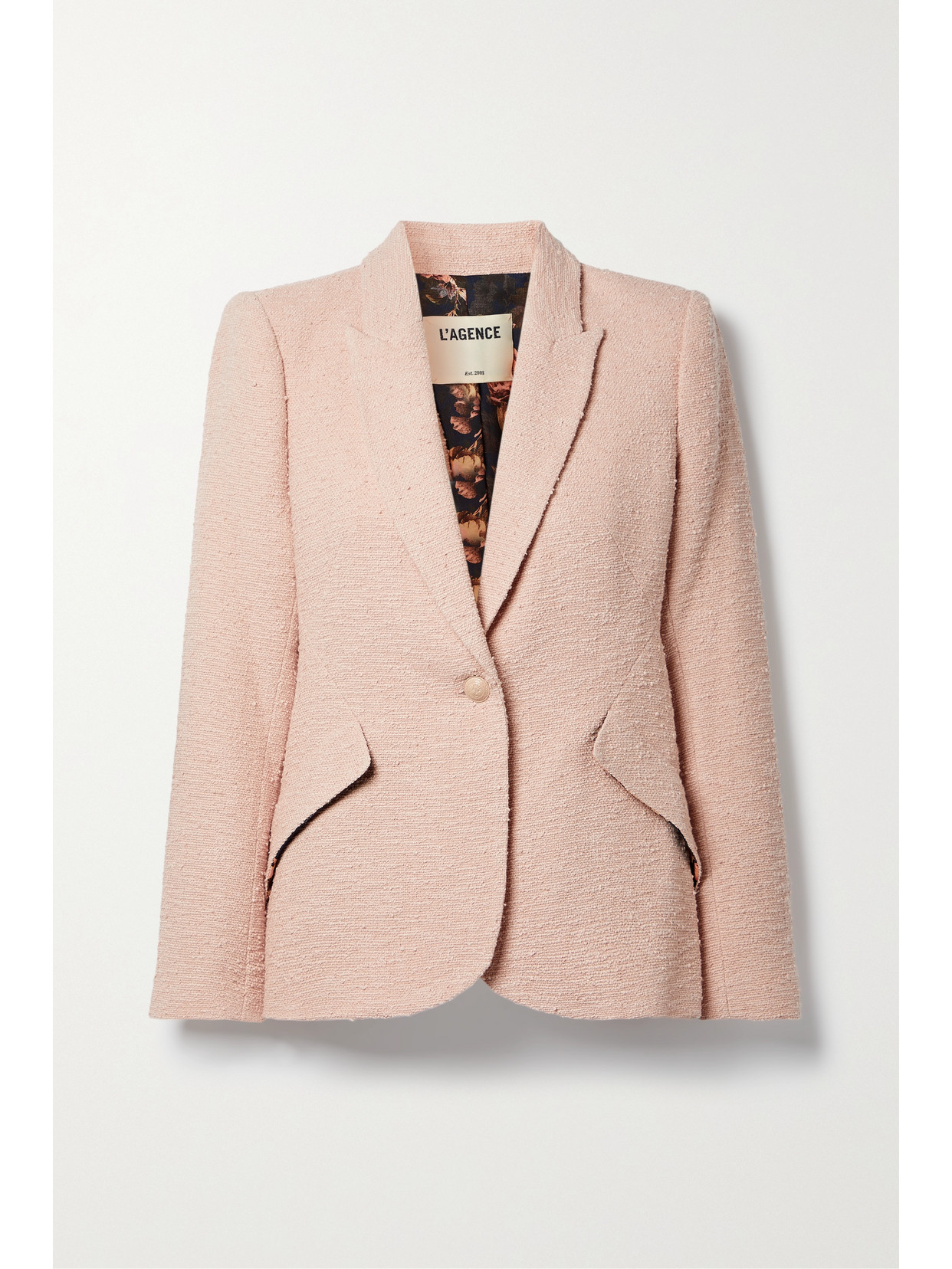 L Agence Chamberlain Cotton-blend Bouclé-tweed Blazer In Pink
