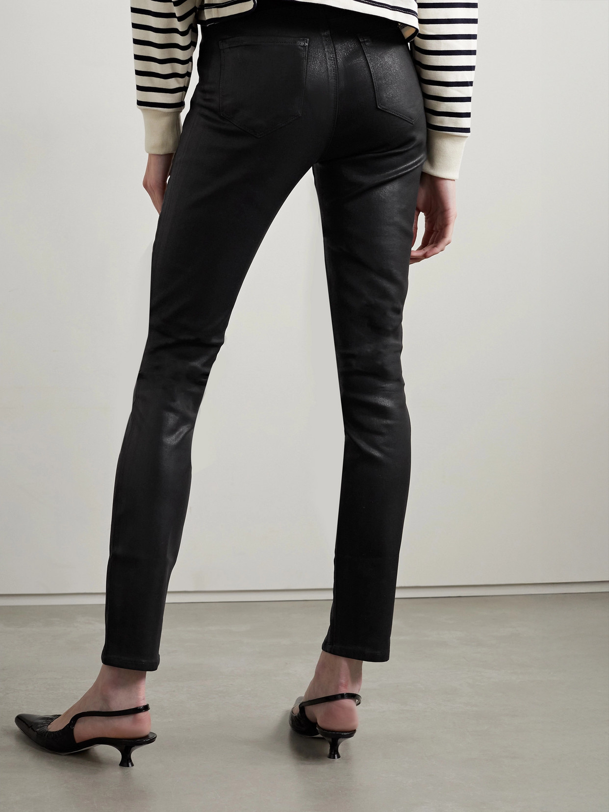 Shop L Agence Jyothi Coated High-rise Skinny Jeans In Black