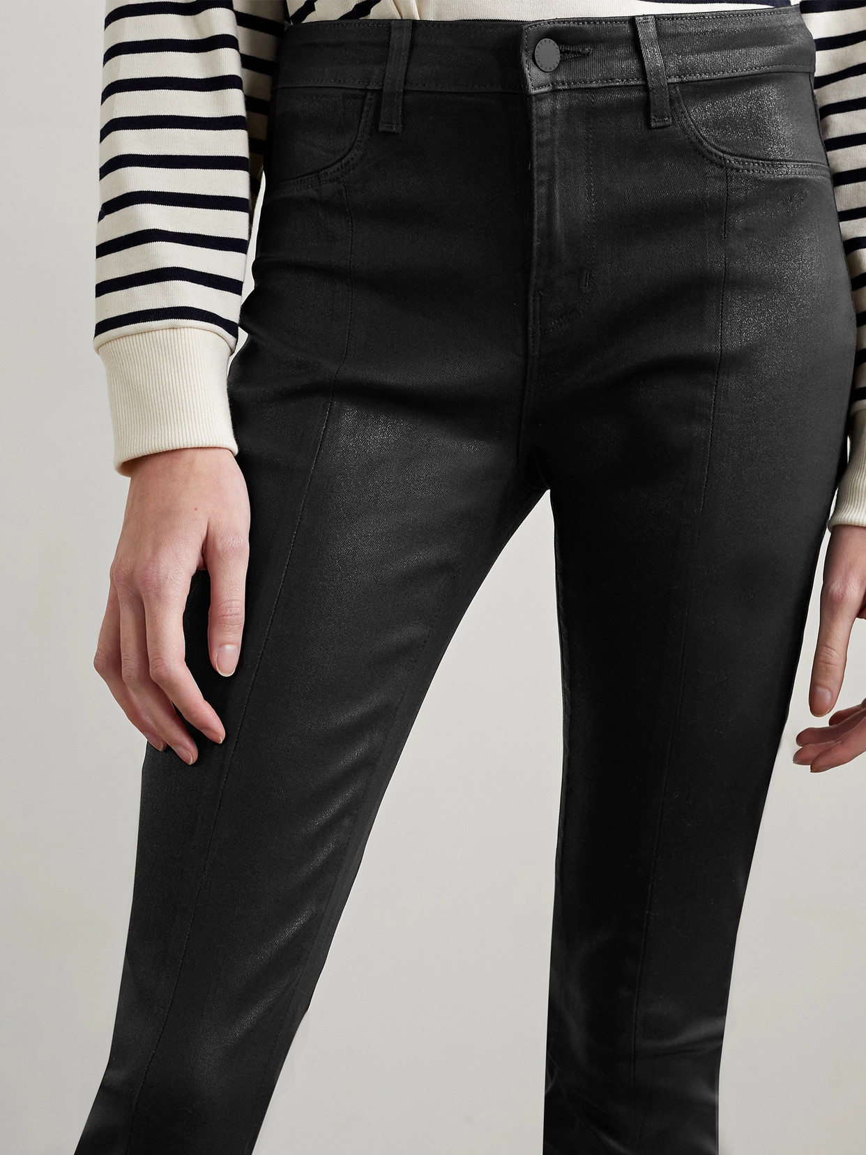 L'agence Jyothi Coated High-rise Skinny Jeans In Black