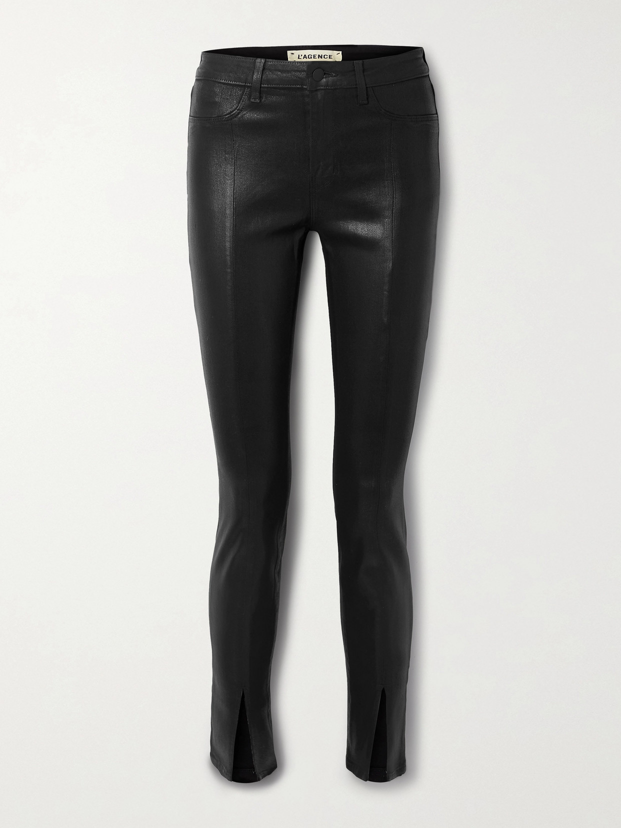 Shop L Agence Jyothi Coated High-rise Skinny Jeans In Black