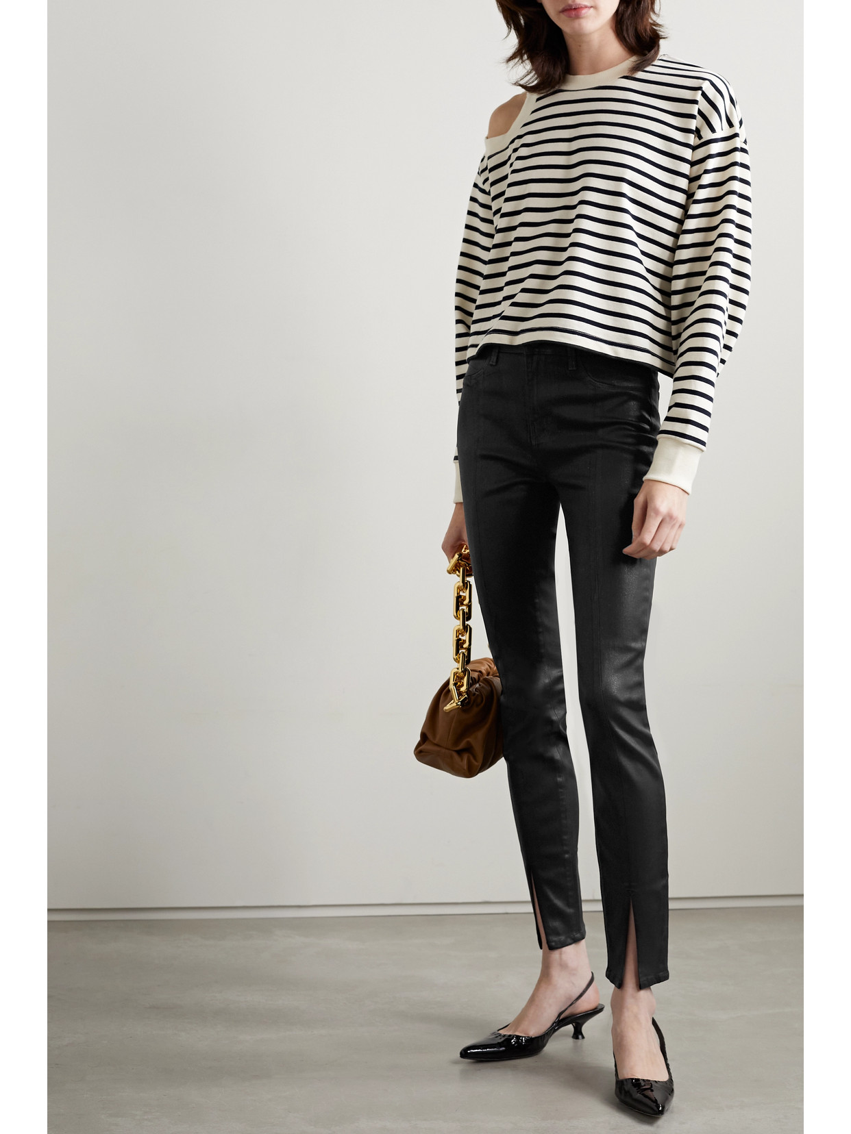 Shop L Agence Jyothi Coated High-rise Skinny Jeans In Black