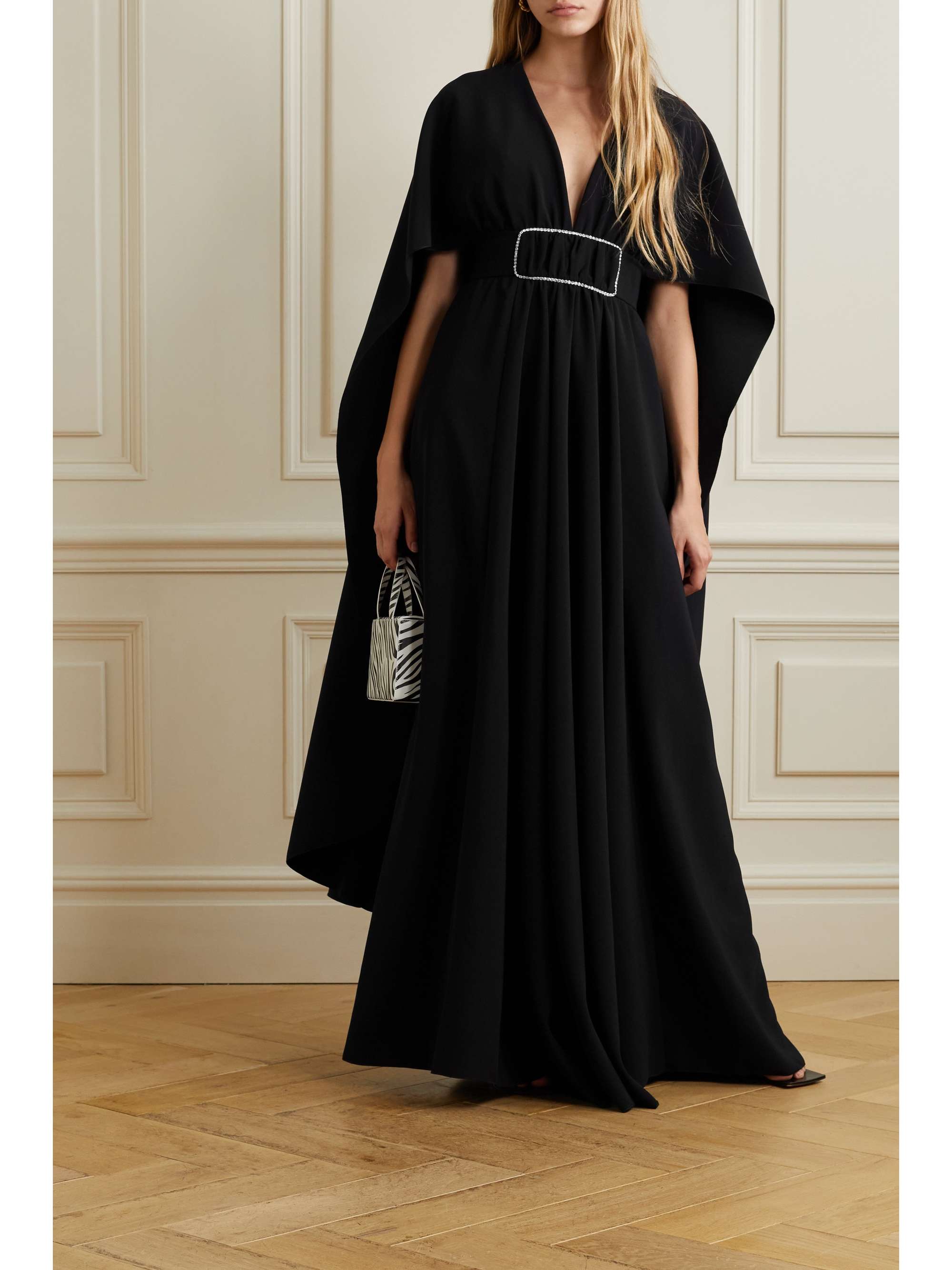 Black Cape-effect crystal-embellished 