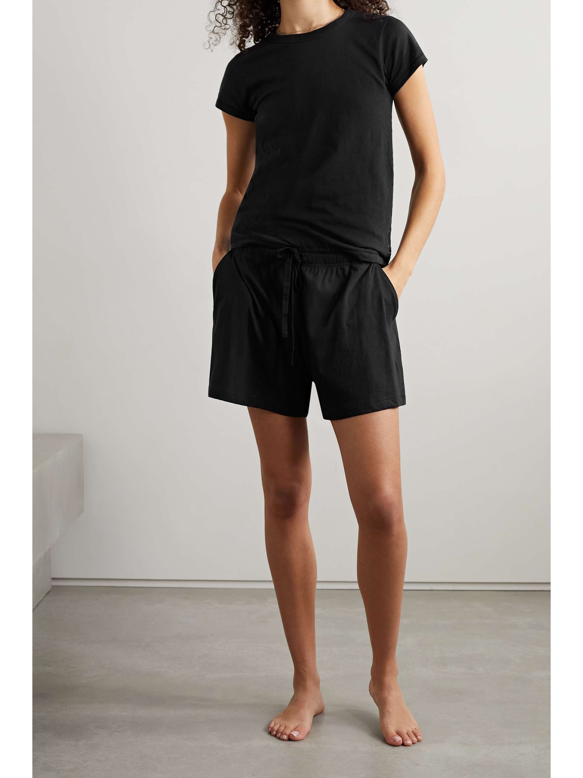 SKIN + NET SUSTAIN Casey organic Pima cotton-jersey shorts