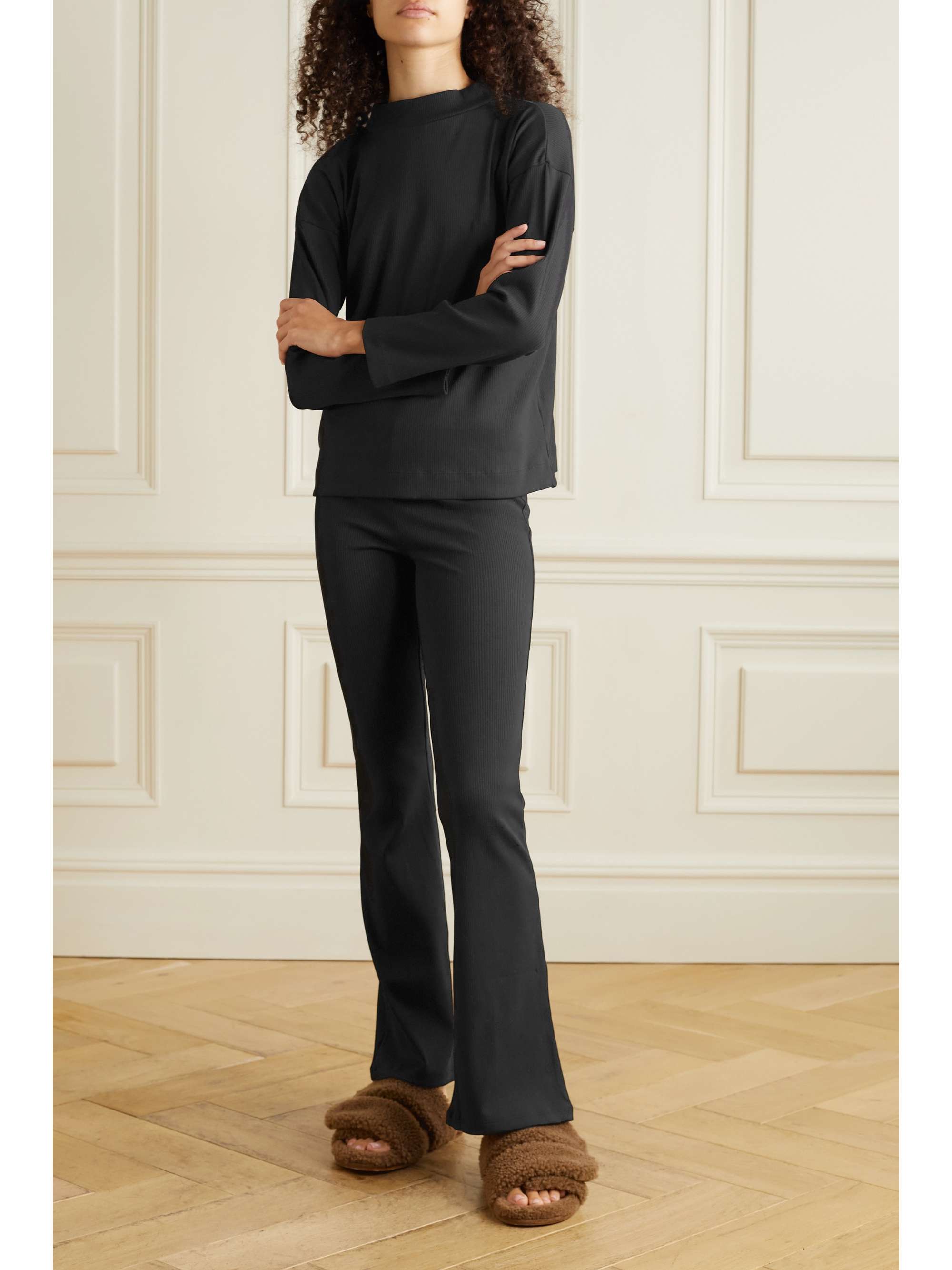 SKIN Inis ribbed stretch-Pima cotton jersey top