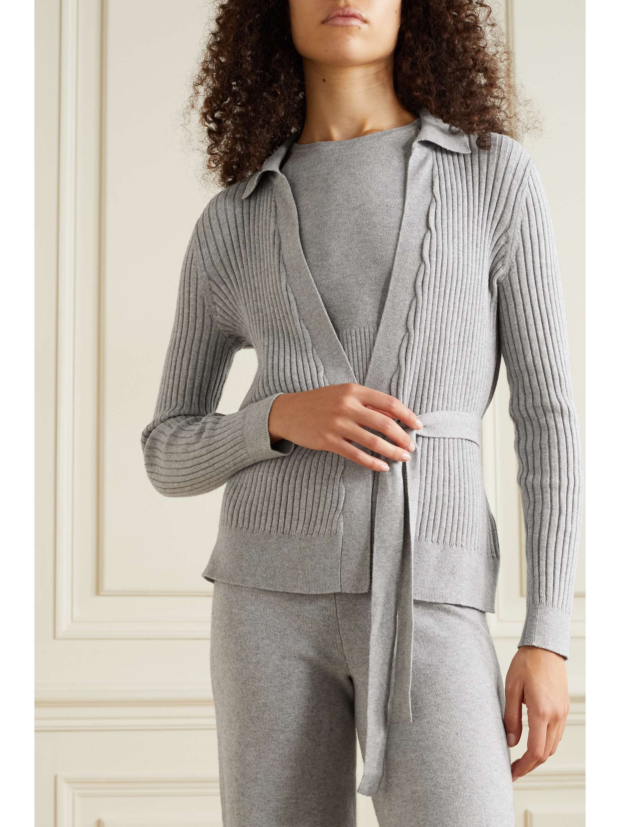 SKIN Marilynne ribbed cotton and cashmere-blend cardigan