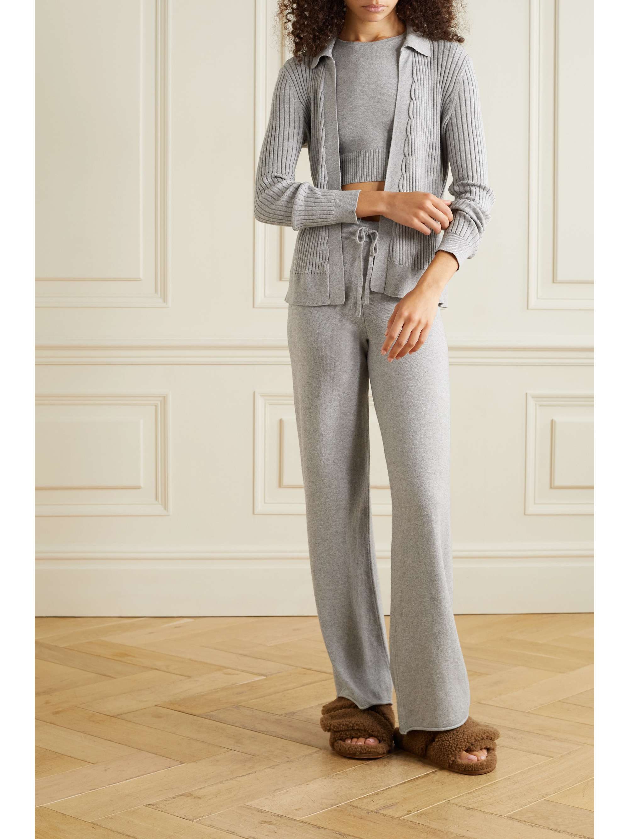 SKIN Marilynne ribbed cotton and cashmere-blend cardigan