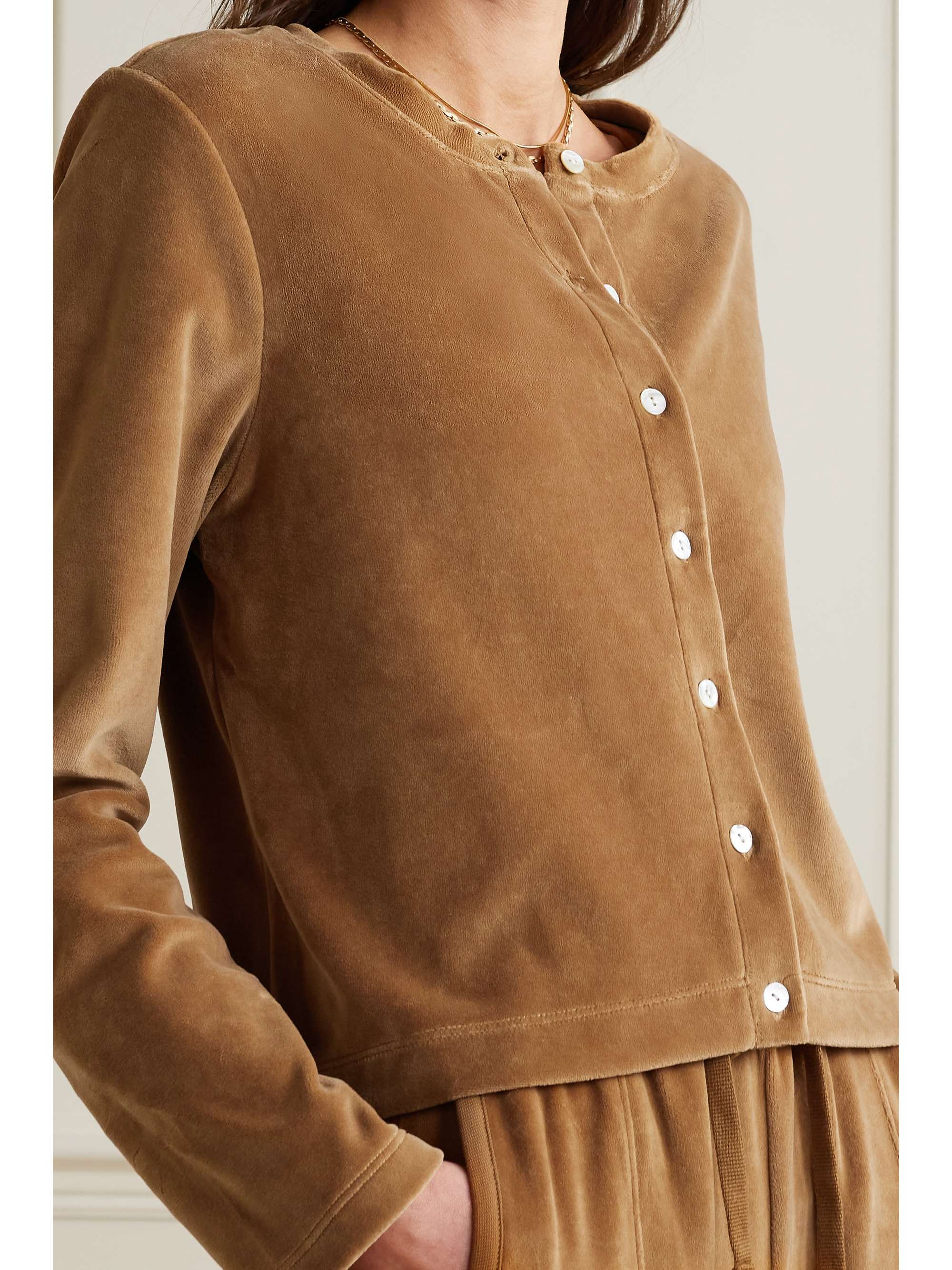 SKIN Adaline cotton-blend velvet cardigan