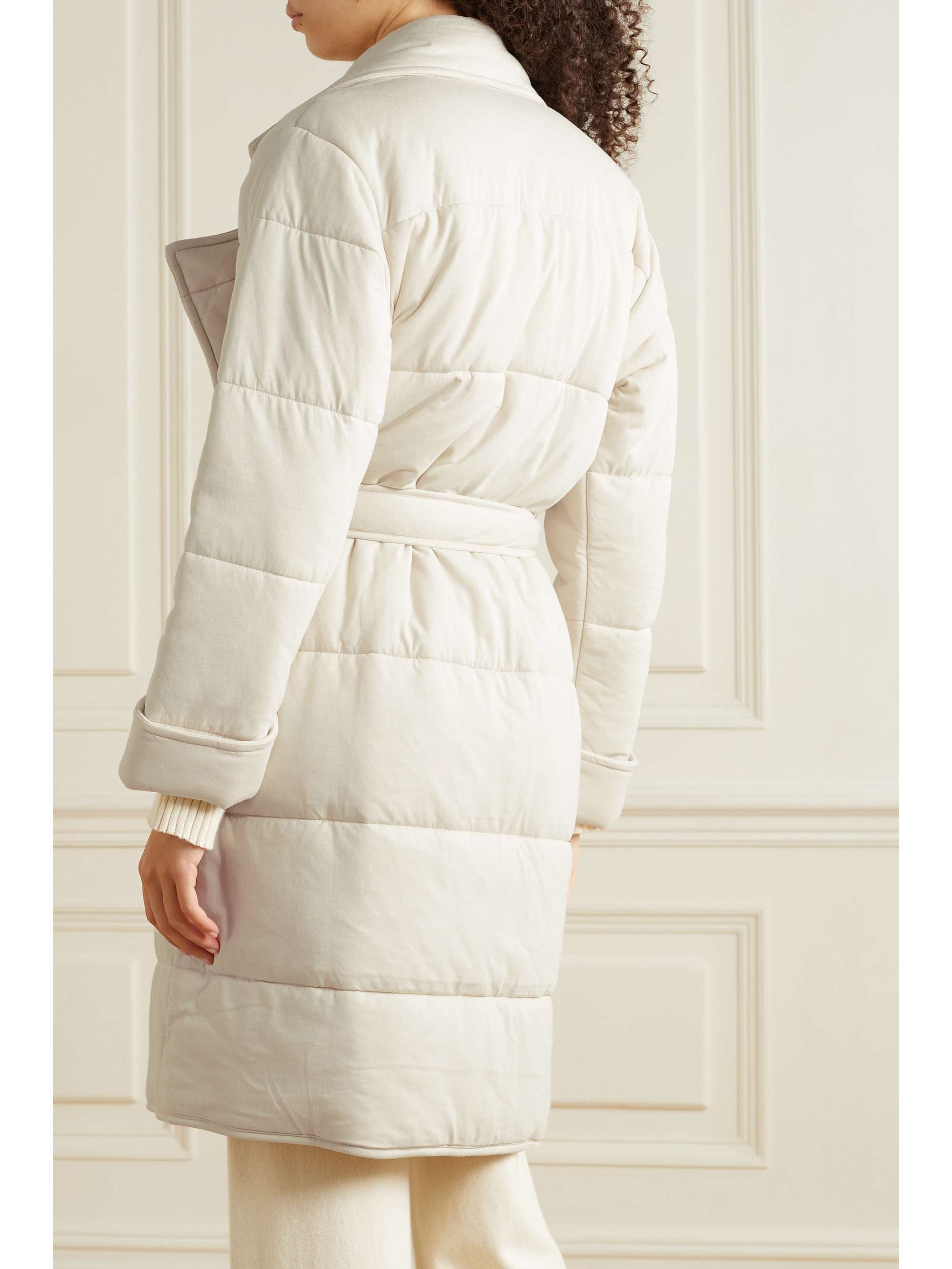 SKIN Sonya quilted padded cottonjersey robe NETAPORTER