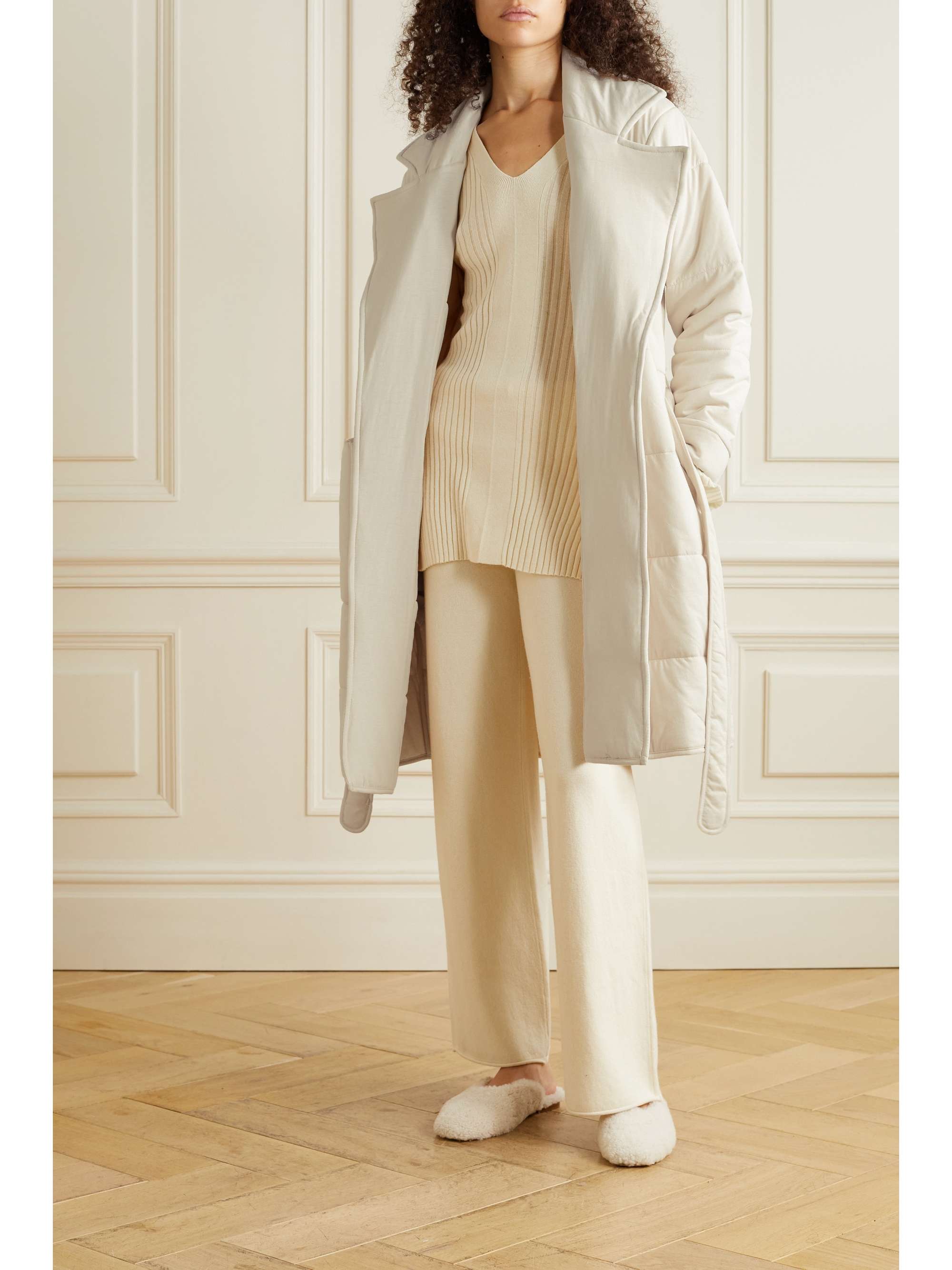 SKIN Sonya quilted padded cottonjersey robe NETAPORTER