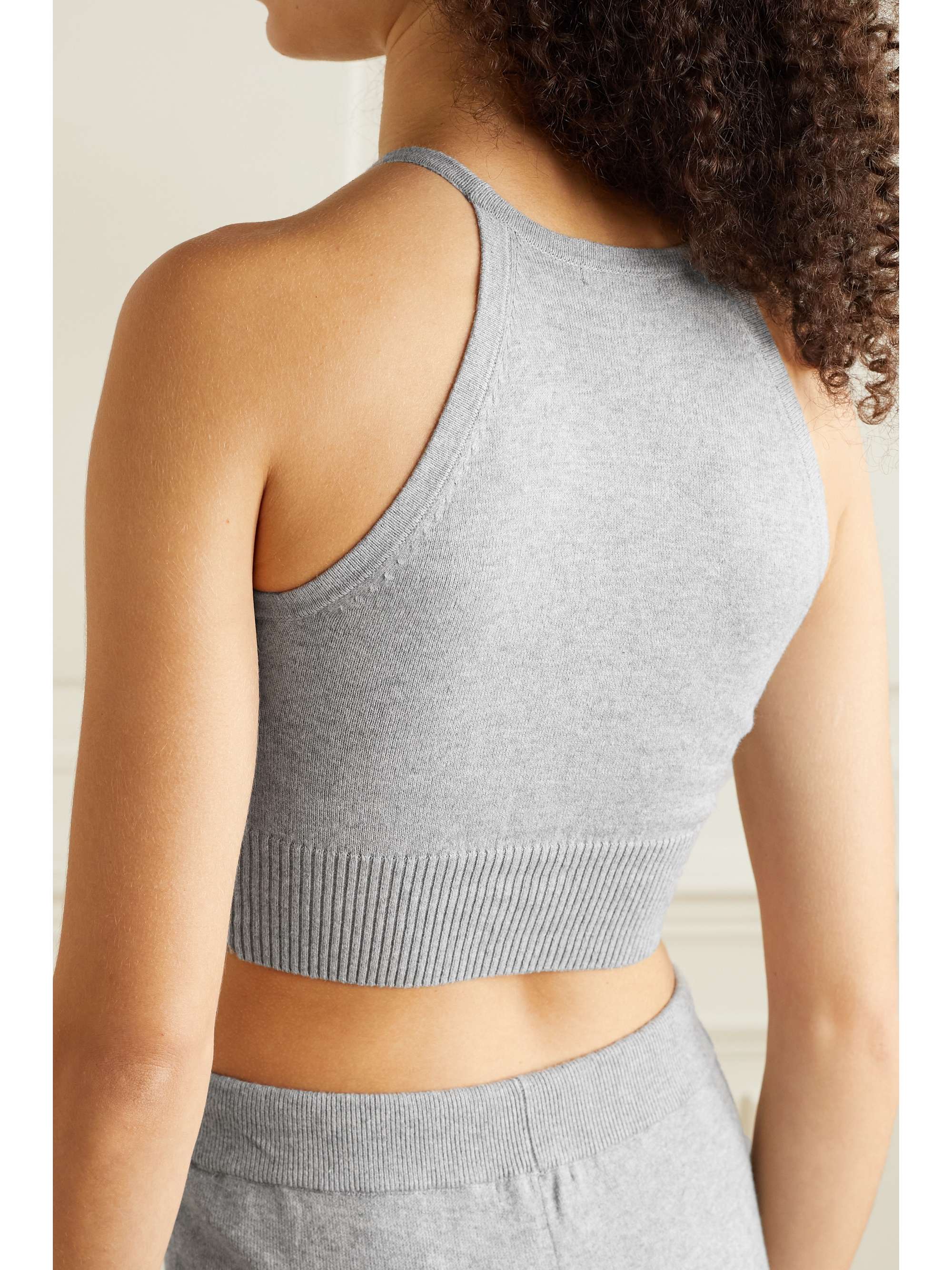 SKIN Melodie cropped cotton and cashmere-blend tank