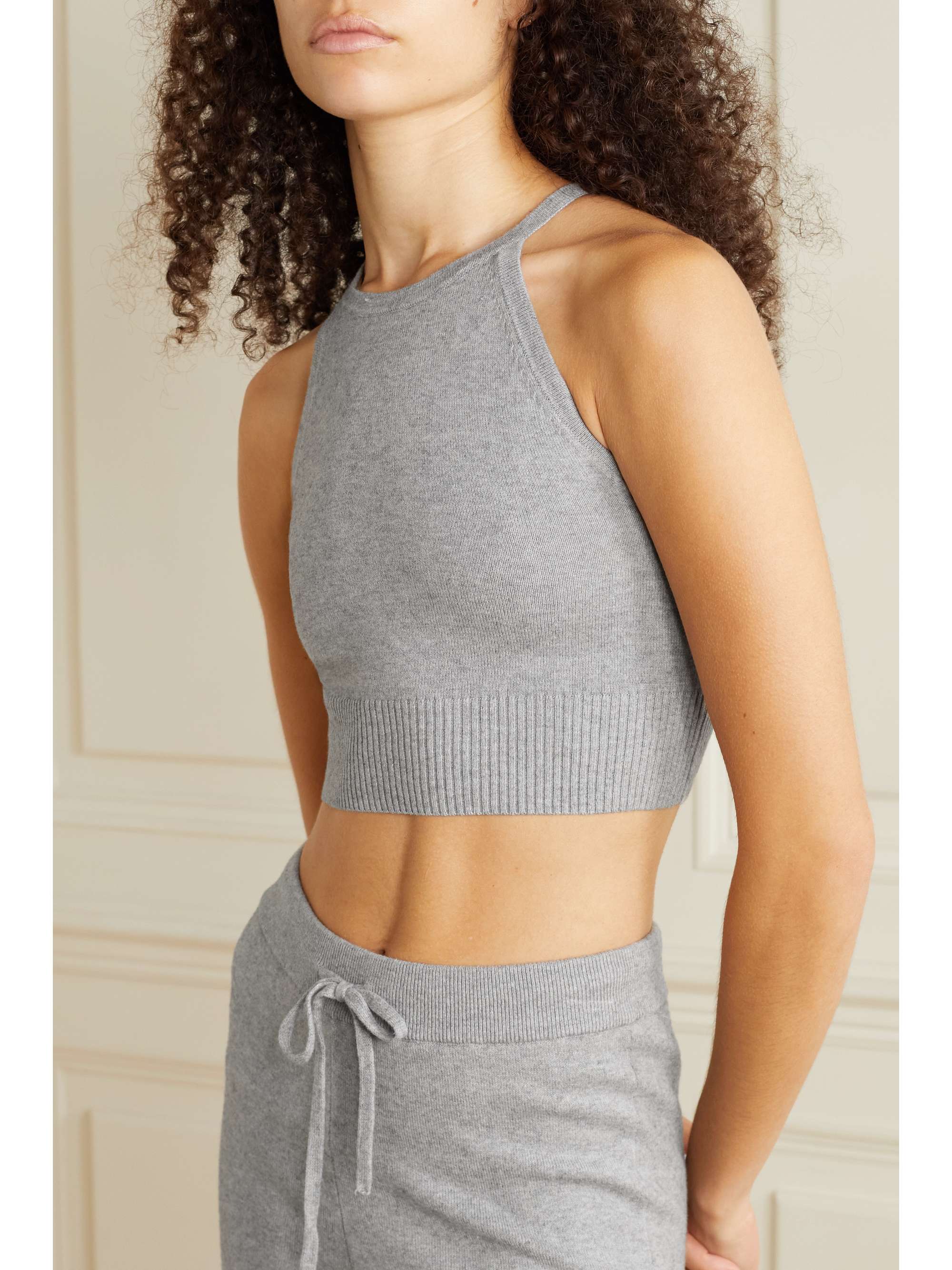 SKIN Melodie cropped cotton and cashmere-blend tank