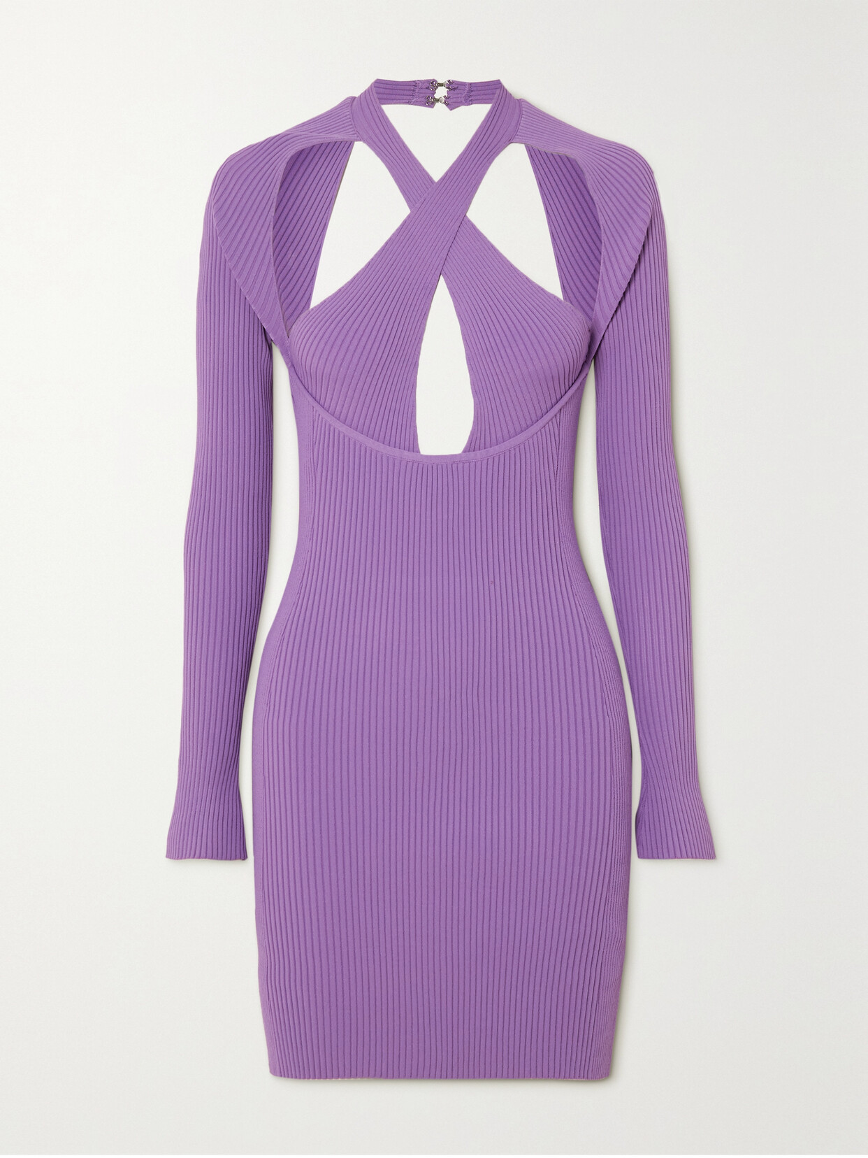 David Koma Cutout Ribbed Stretch-knit Mini Dress
