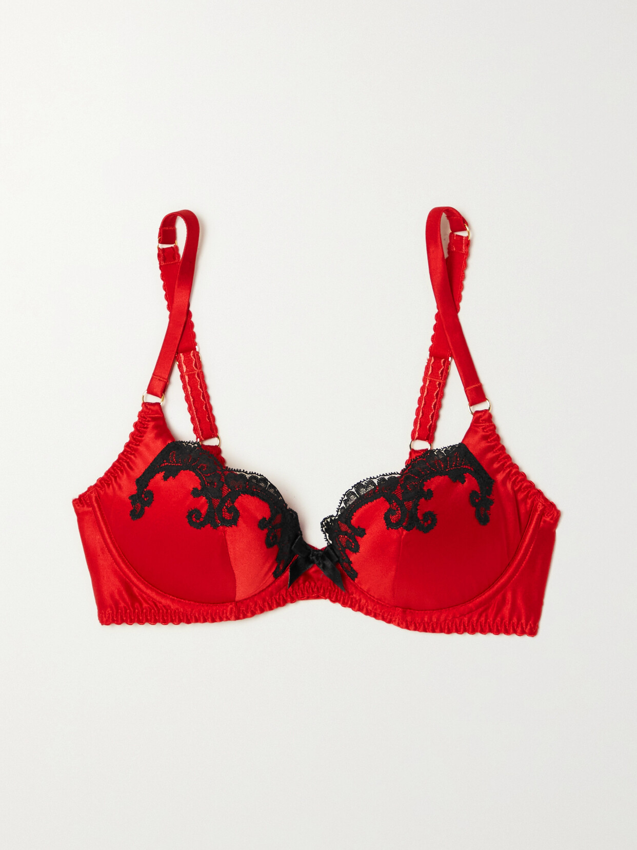 AGENT PROVOCATEUR MOLLY LEAVERS LACE-TRIMMED STRETCH-SILK SATIN UNDERWIRED BRA