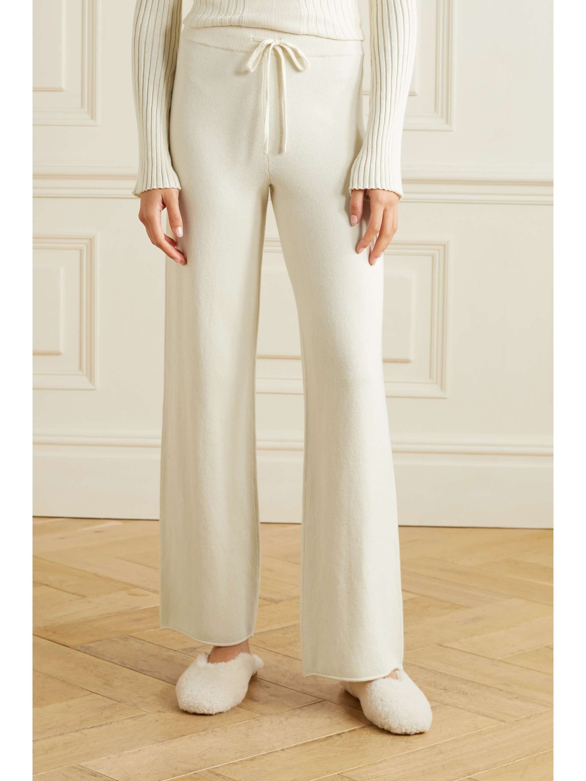 SKIN Mindi cotton and cashmere-blend track pants