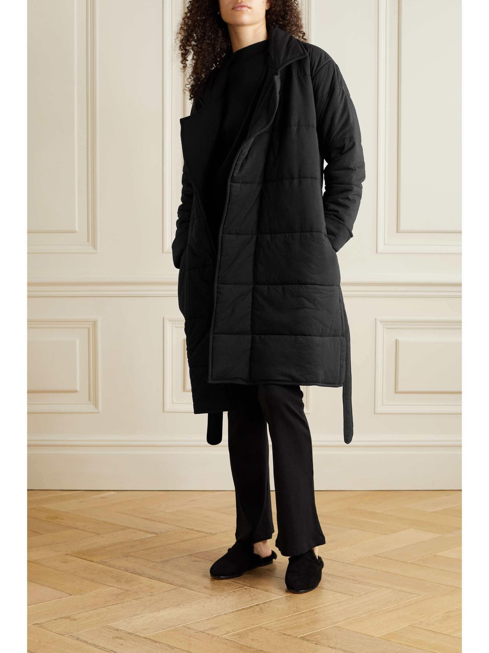 SKIN Sonya quilted padded cotton-jersey robe