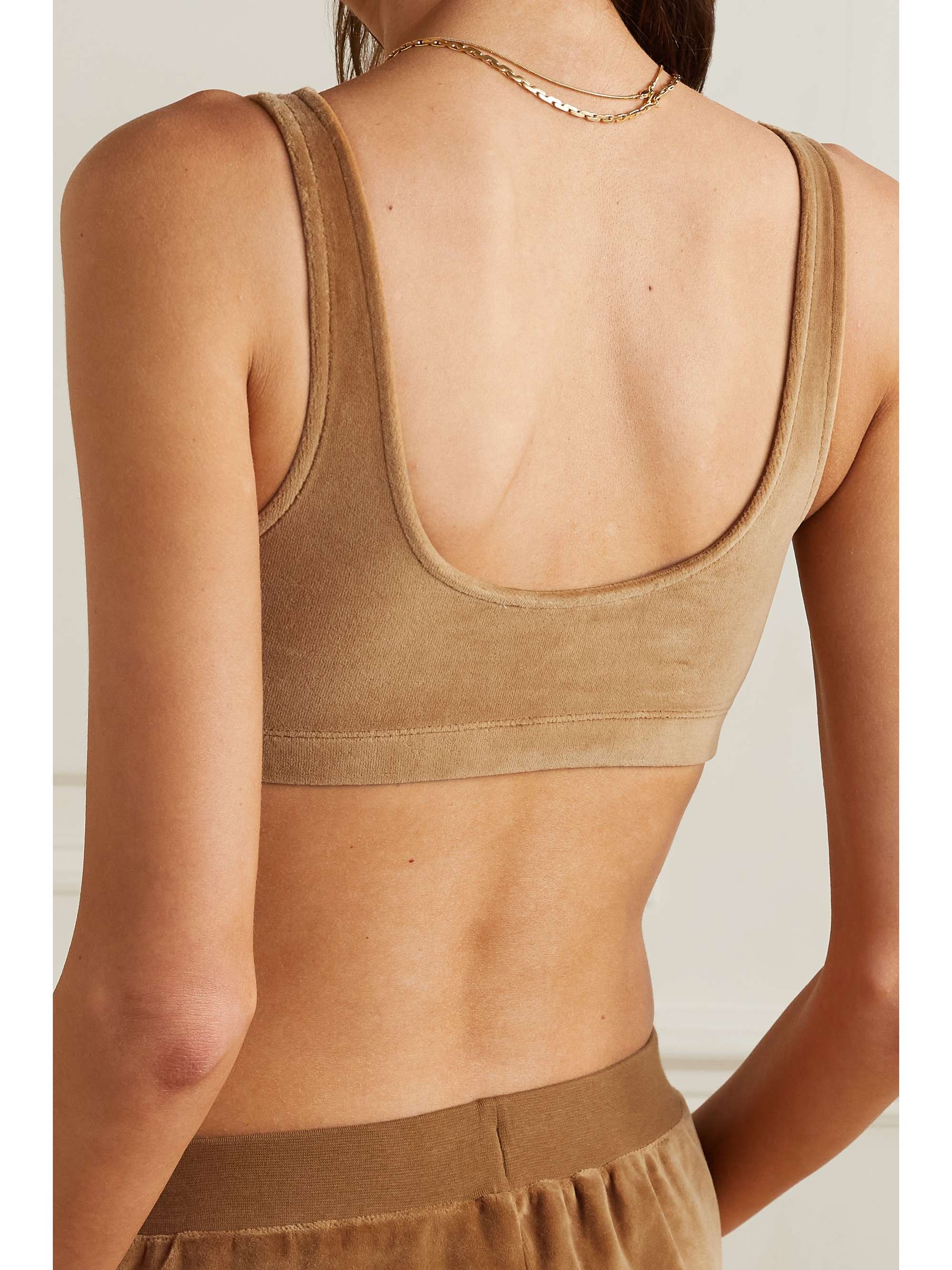 SKIN Aimee cotton-blend velvet bralette